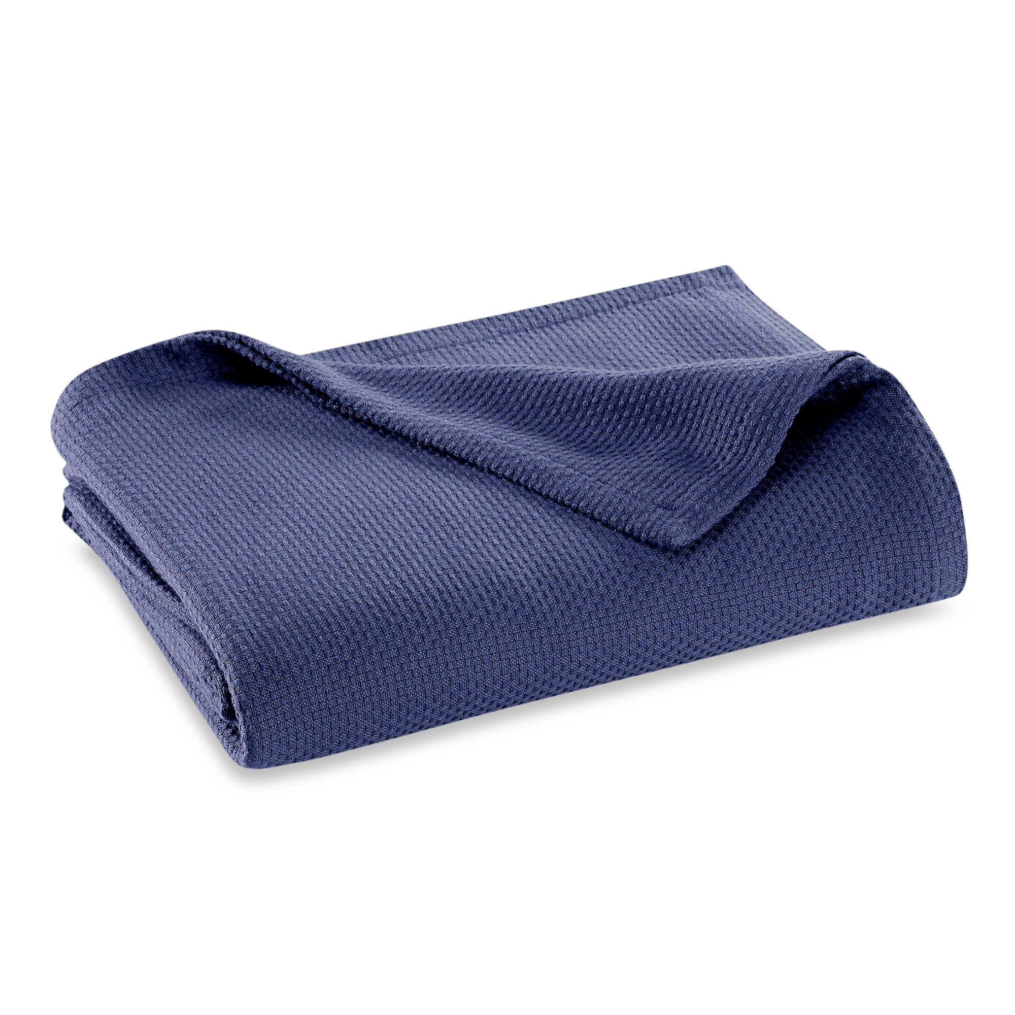 Pure Beech Zero Twist Cotton Modal Twin Size Blanket in Navy