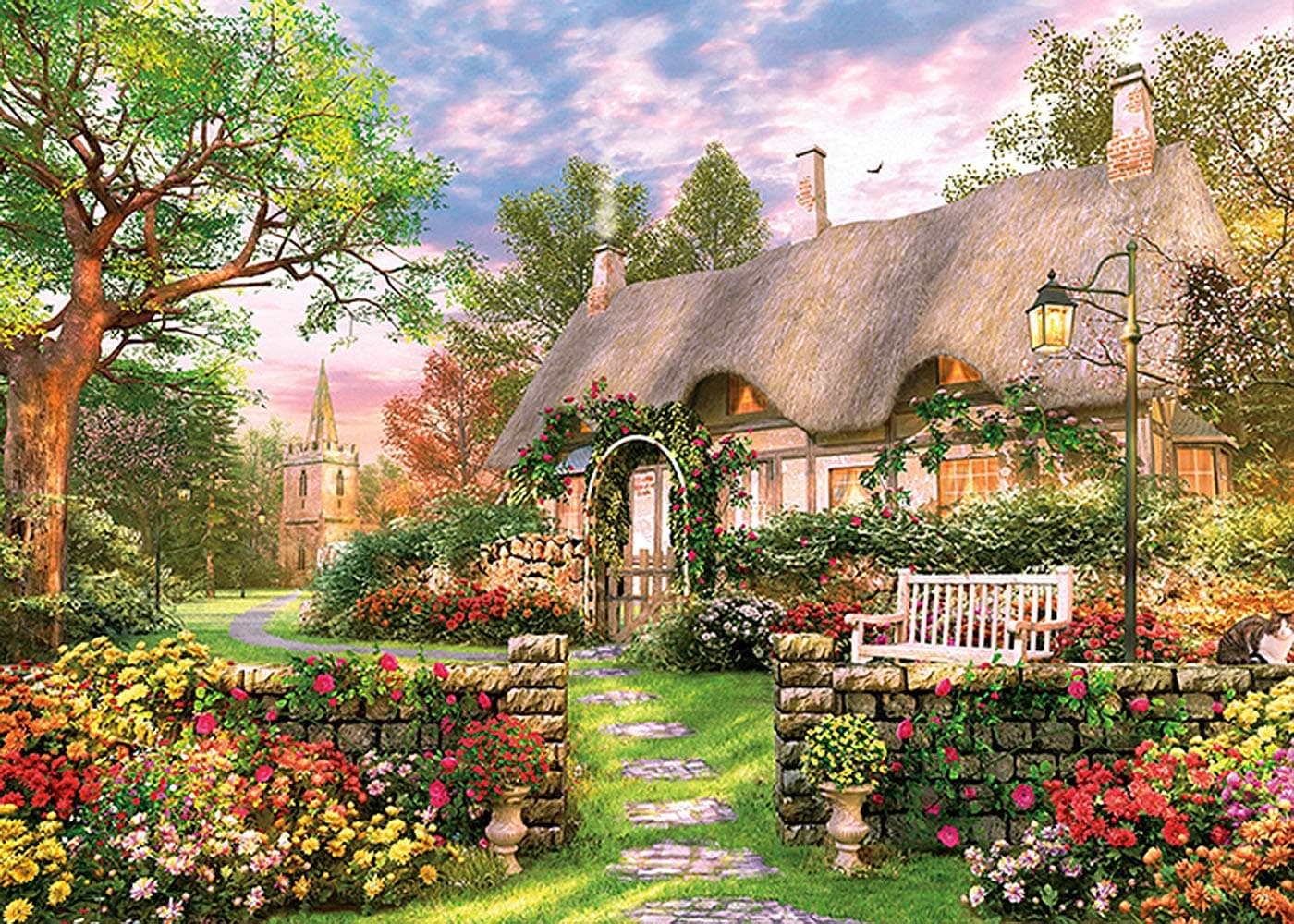 Hanbintod 1000 Pieces Puzzles for Adults,Large Jigsaw Puzzles Personalized Gift Flower Scenery Landscape Painting Puzzles Fun Game Toy Home Decor (Style-8)