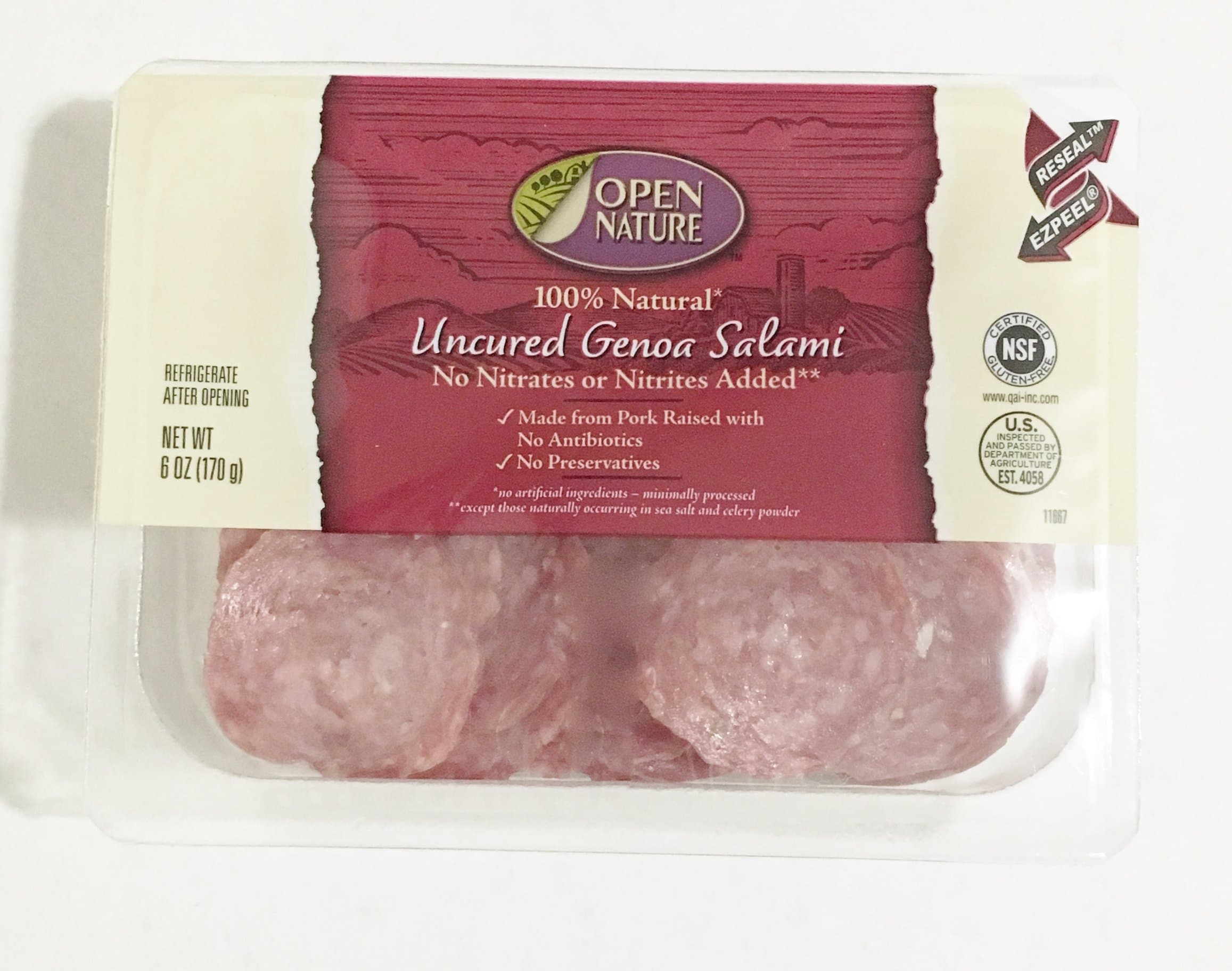 Open Nature Uncured Genoa Salami, 6 Ounce, Sliced, Pack of 1