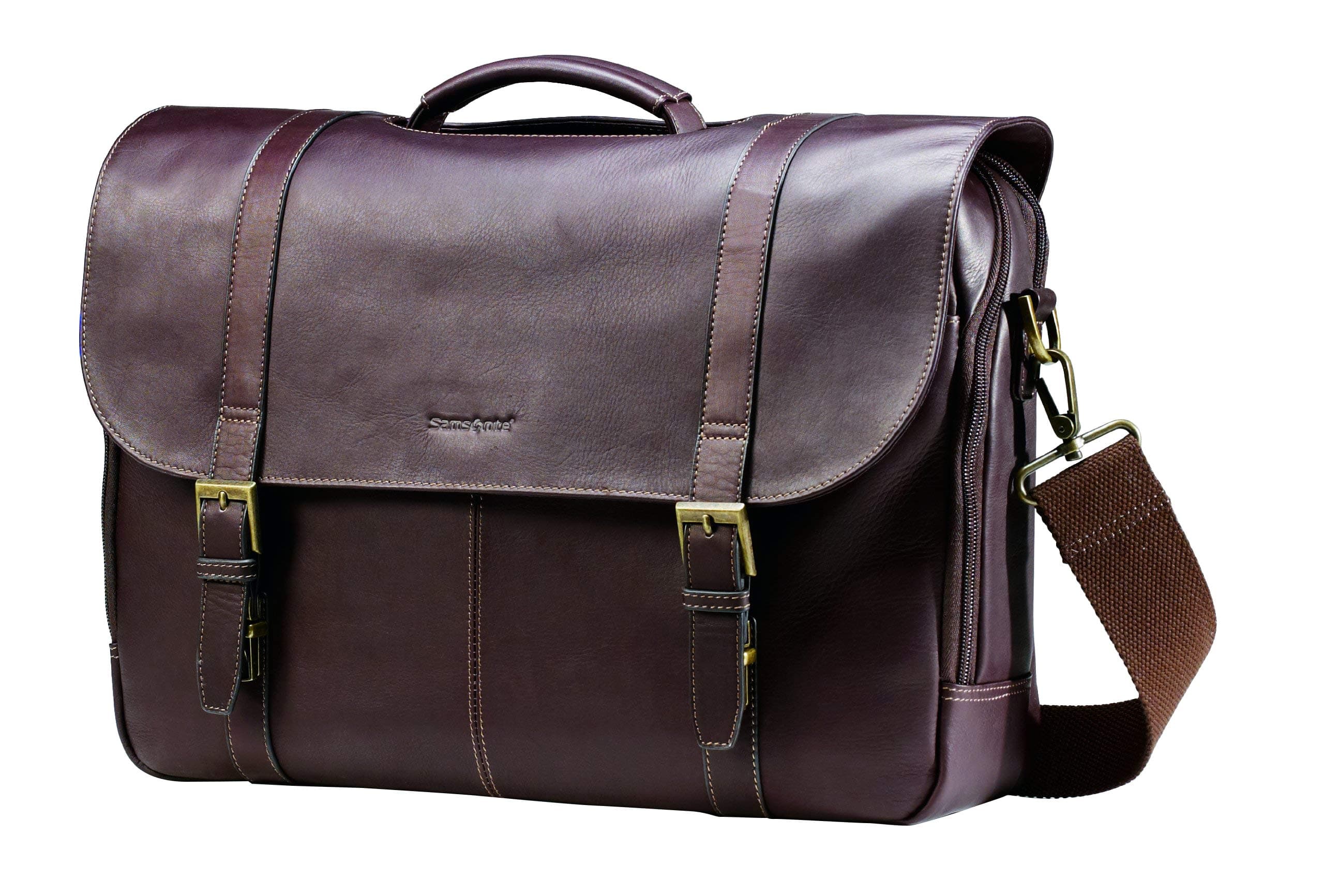 Samsonite Colombian Leather Flap-Over Laptop Messenger Bag