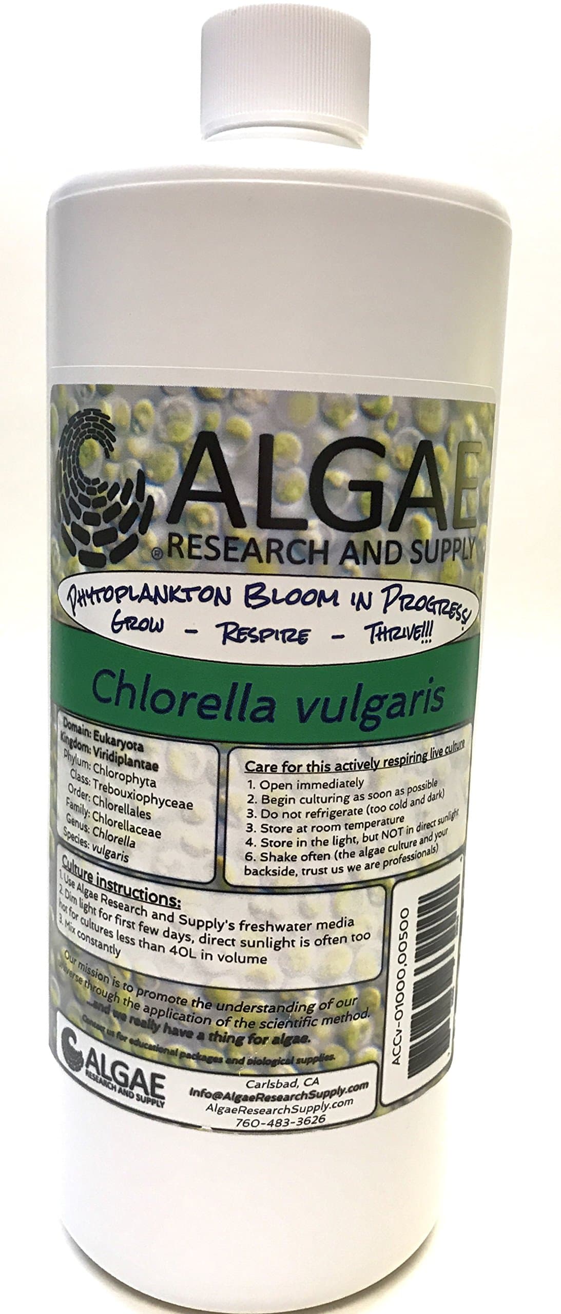 Algae Research Supply Algae Culture Chlorella Vulgaris, Perfect for School Science Fairs/Projects, Experiments & Classrooms (1000ml)