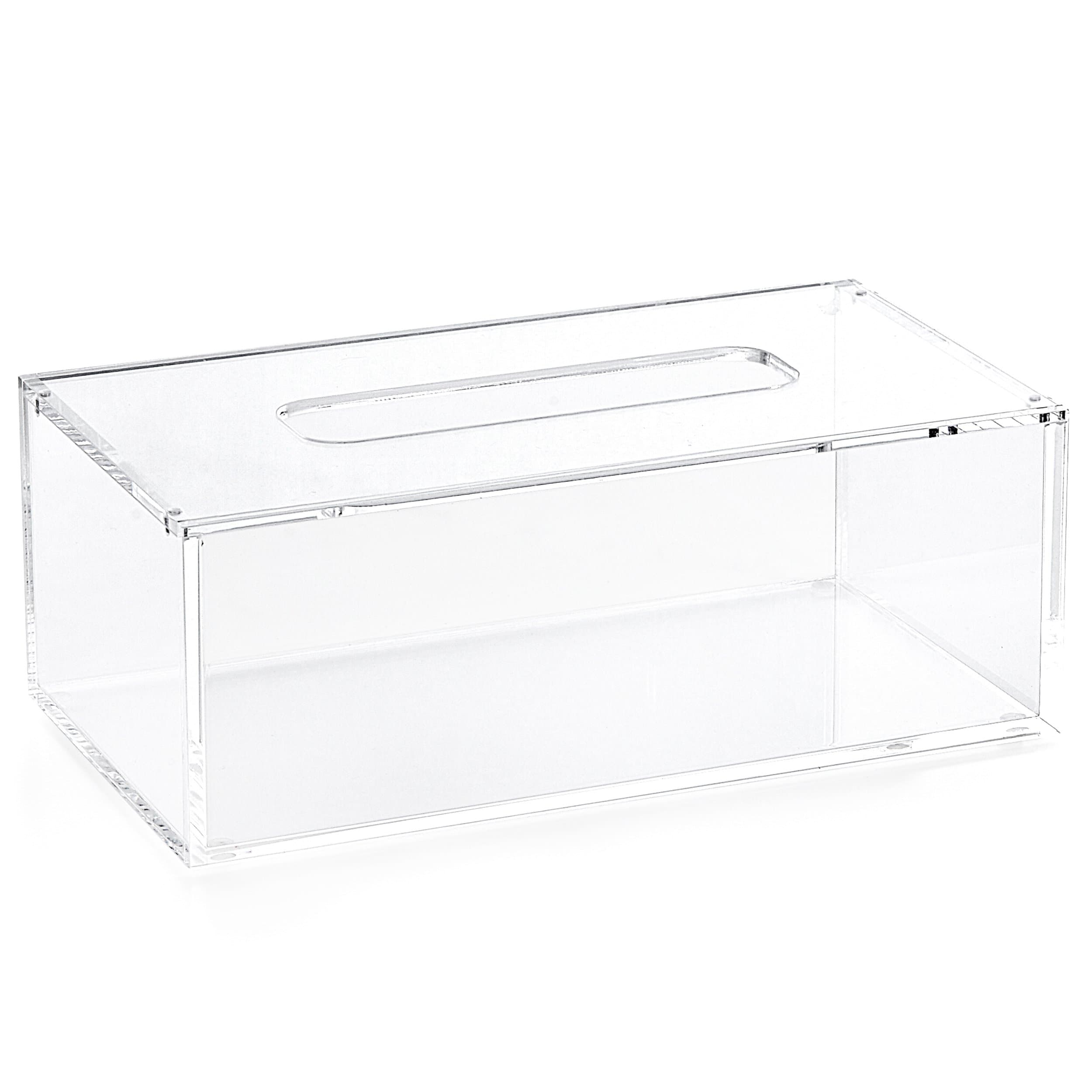 Aoert Acrylic Tissue Dispenser Box Rectangle Clear Tissue Box Cover Decorative Napkin Holder - Bathroom Facial Tissue Holders (Style Two)