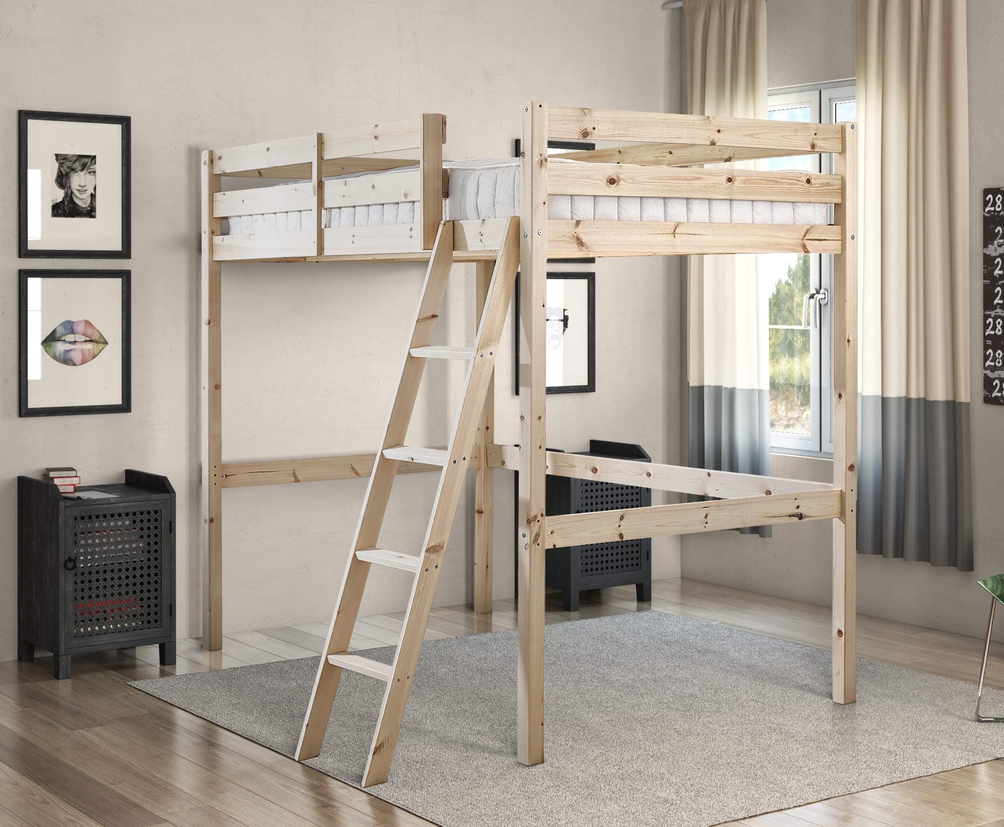 Strictly Beds and Bunks - Celeste High Sleeper Loft Bunk Bed including Sprung Mattress (20cm), 3ft Single