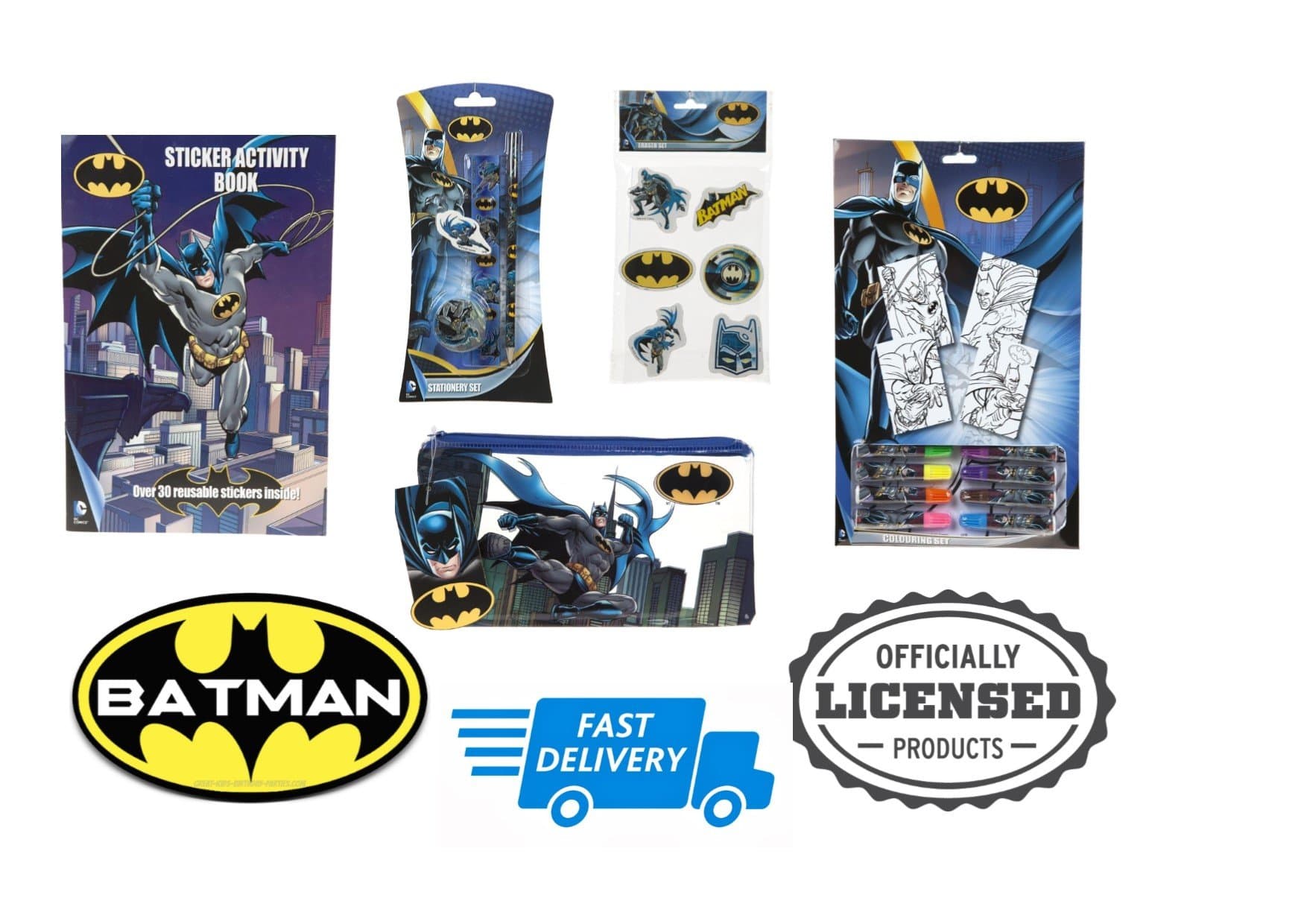 BK Distribution Online DC Comics Batman 69Piece Stationery Set
