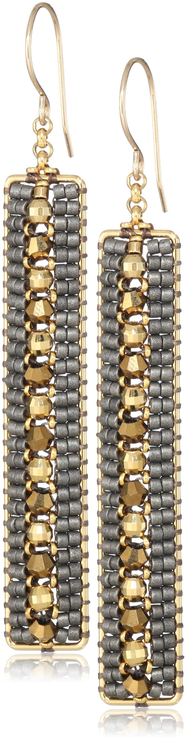 Miguel Ases Gold-Filled Long Rectangle Earrings