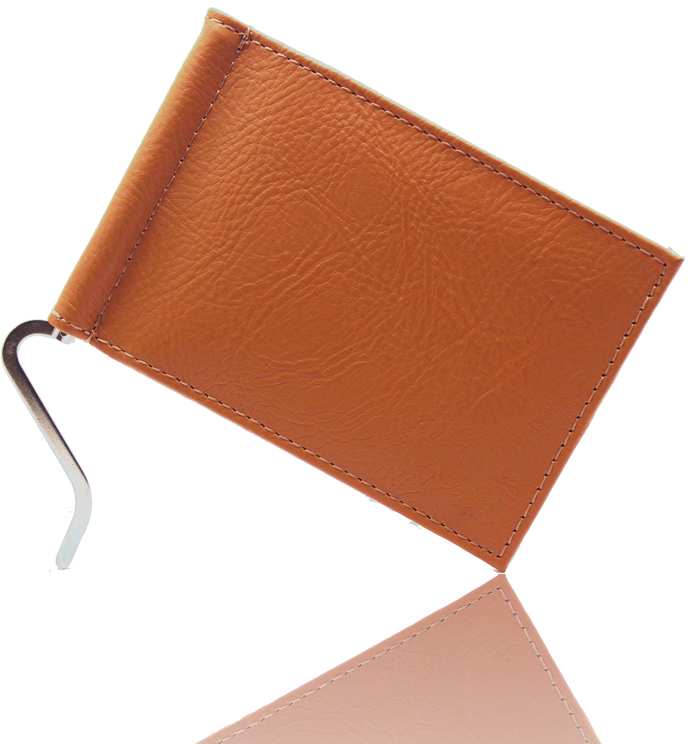 Eliz Luxe Leather RFID Blocking Slim Minimalist Front Pocket Wallet Money Clip (Ace Tan)