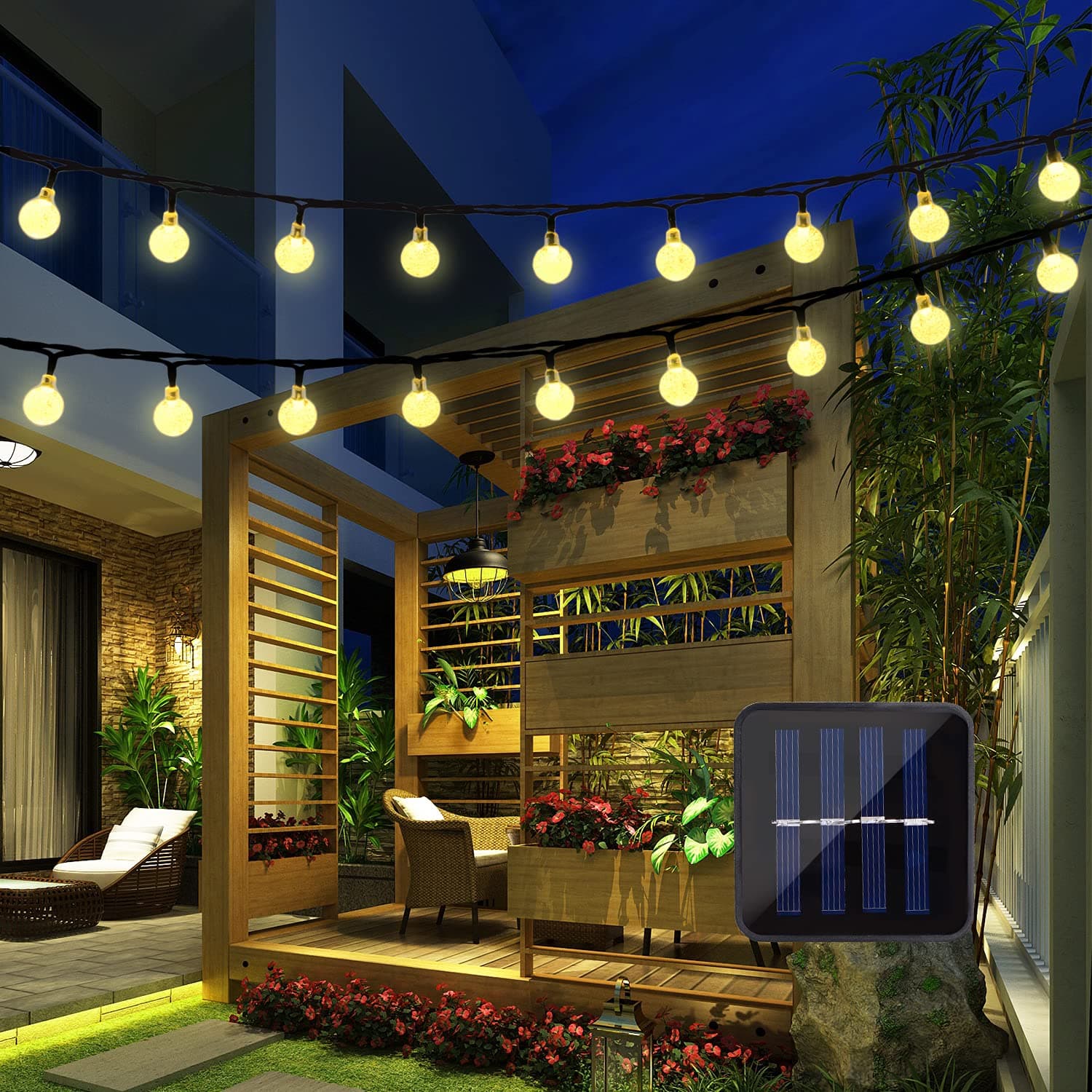 BAOANT Solar Powered String Lights, 30 LED Starry Fairy Lights, 20 ft, Waterproof 1.2 V Portable with Light Sensor for Patio, Garden, Home, Wedding, Pathway, Party Decorations 8 Modes(Warm White)