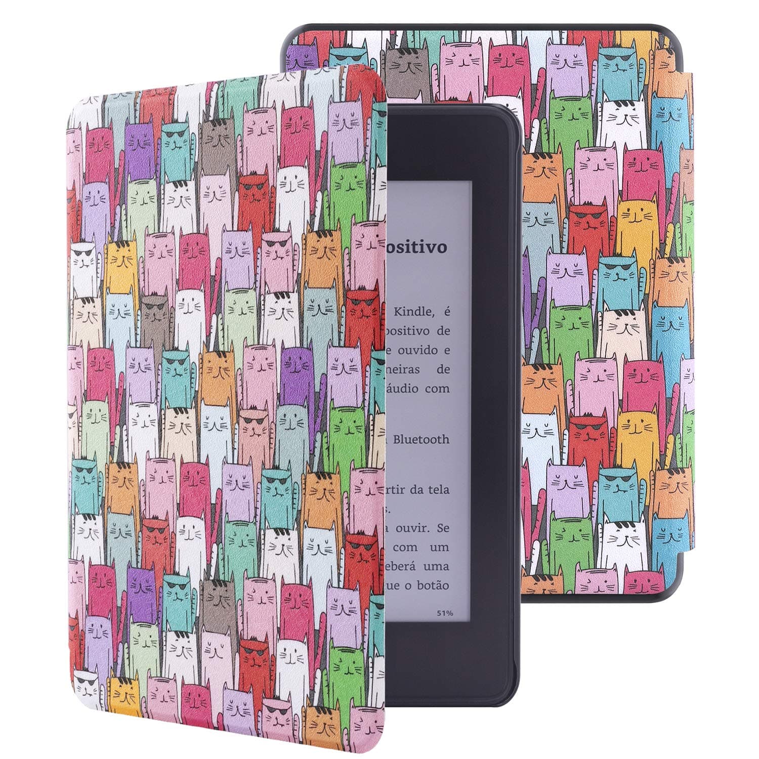 Vimorco Kindle Paperwhite Case 2018 Release for 10th Generation, Premium Lightweight Pu Leather with Auto Sleep/Wake for Amazon Kindle Paperwhite E-Reader, Colorful Cat