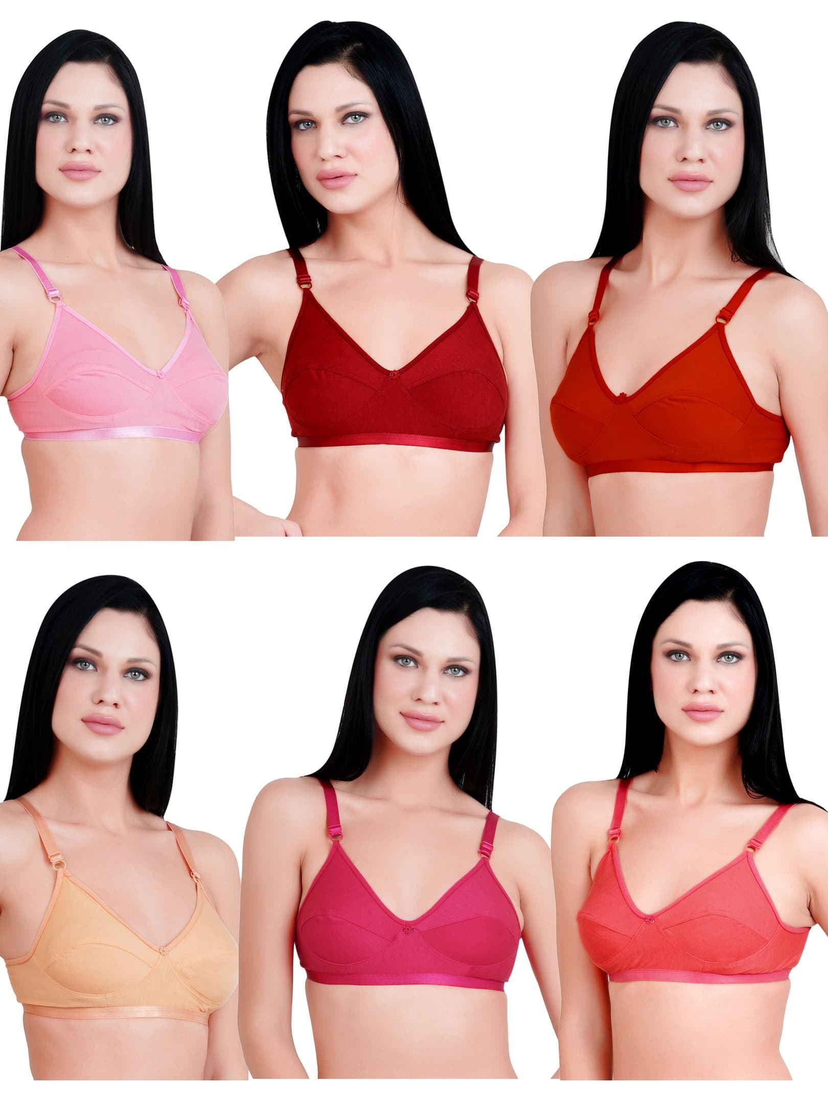 Cotton Full Coverage Full Cup Non Padded Regular Bra for WomensGirls Combo Pack of 6