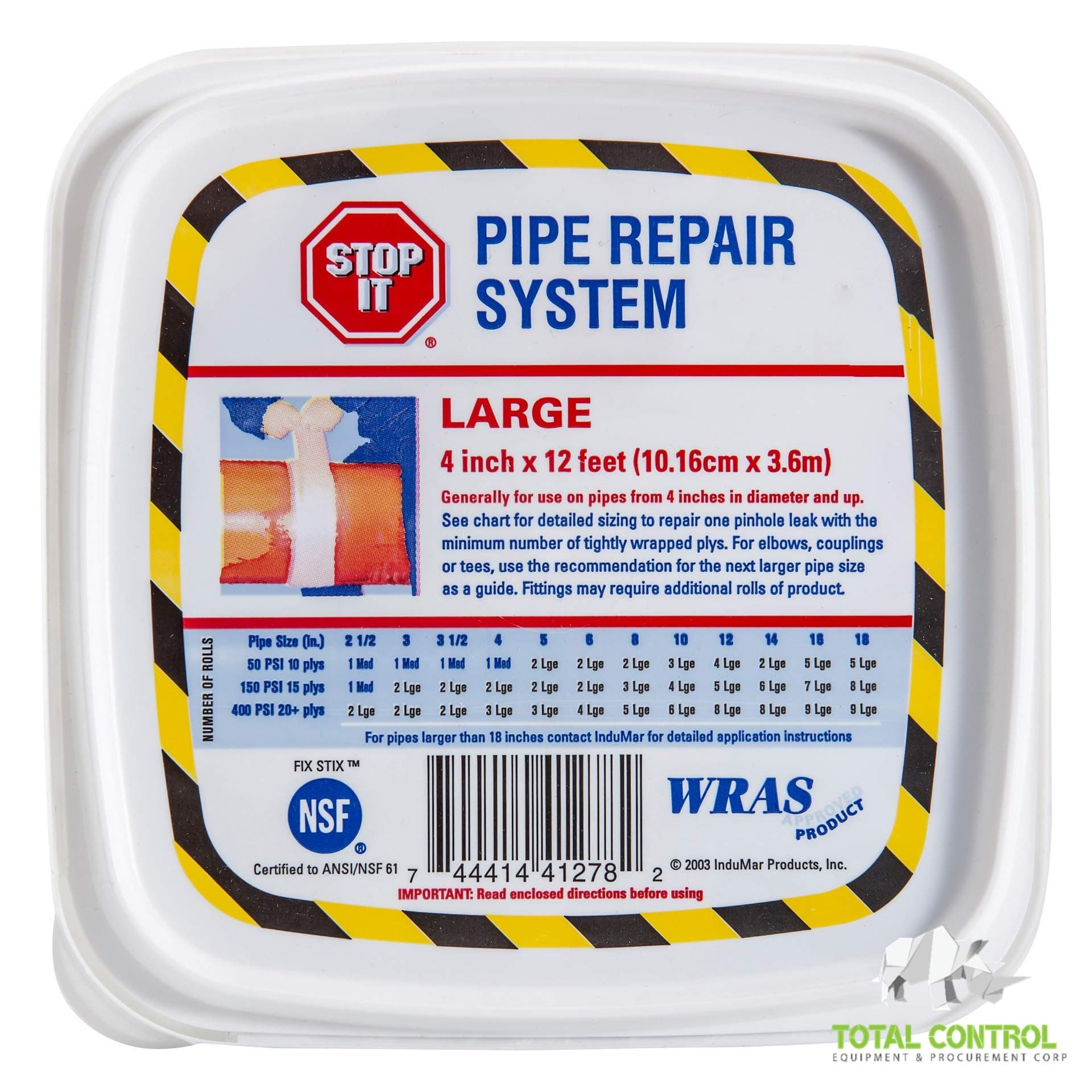 STOP IT REPAIR SYSTEM, LARGE 4" x 12' (10.16cm x 3.6m), INDUMAR (10)
