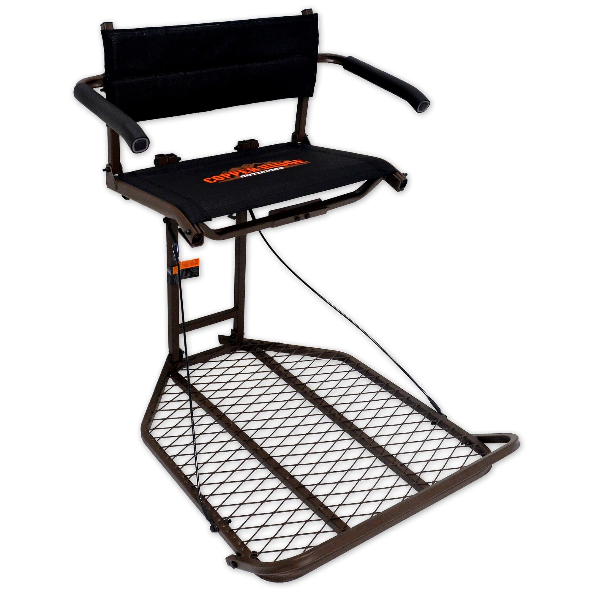 Copper Ridge Outdoors Tree Stand - Ultra Comfort Deluxe Hang On - 24x32” Foot Platform, Flip Up Mesh Seat and Padded Arm Rests, Foldable Foot Rest, 300lb Weight Capacity, Hang-On Treestand for Hunting