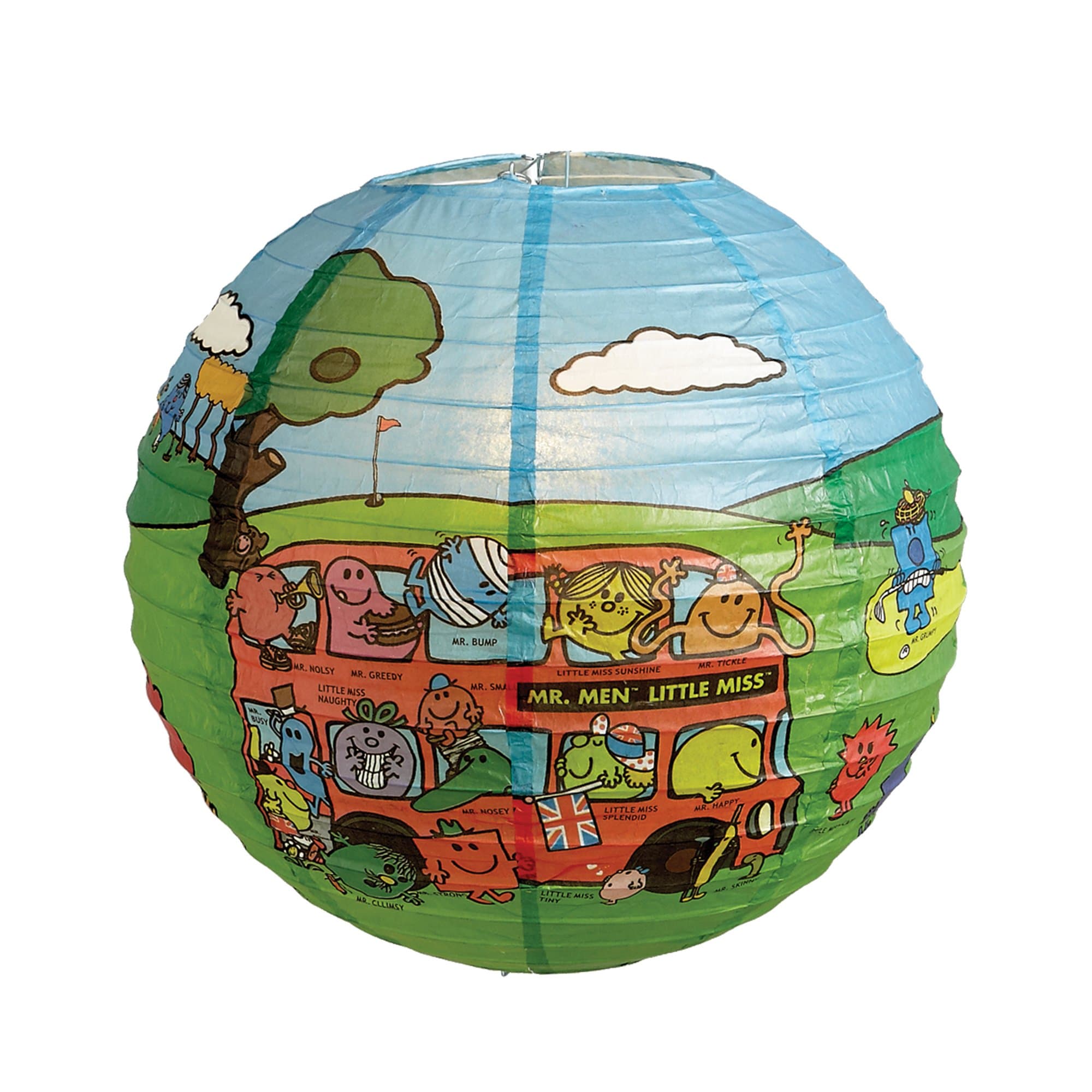 6904-35cm Mr Men Bus And Golf Scene Paper Lantern Ceiling Pendant Shade.