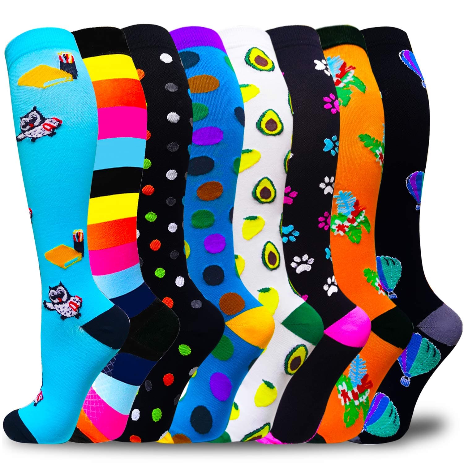 Compression Socks for Women & Men(1/3/7/8 Pack) - Best for Running,Medical,Nurse,Travel,Cycling-20-30mmHg