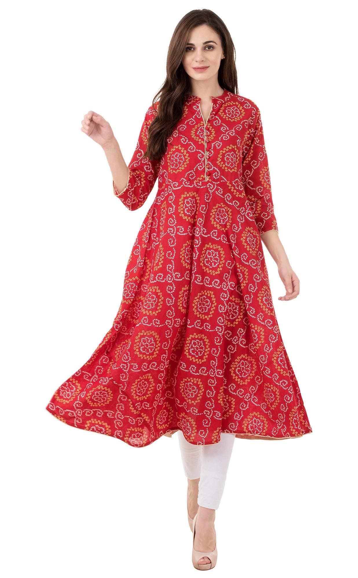 Women's Cotton Anarkali Kurta (VA 02_Red)