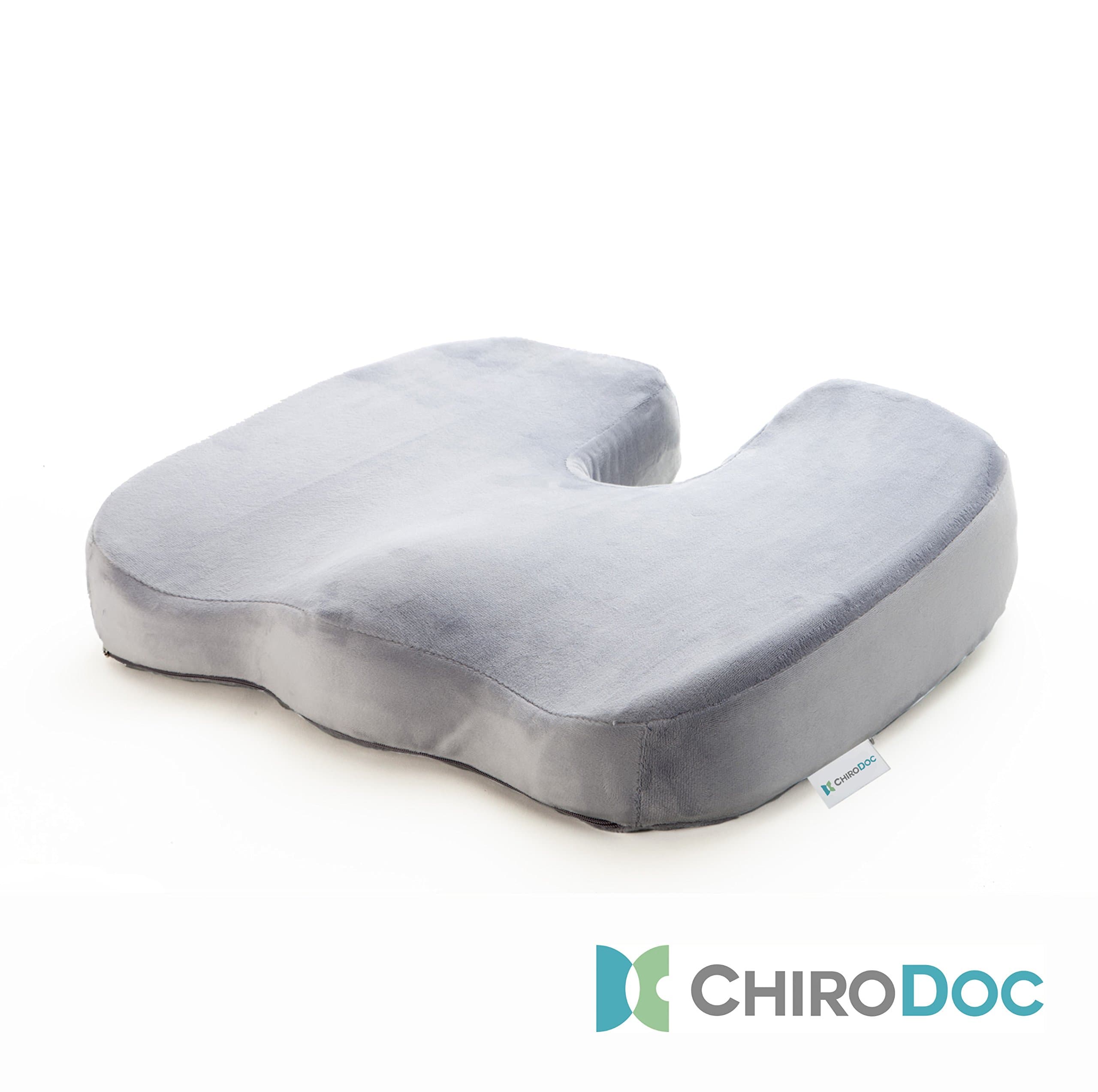 ChiroDoc Coccyx Seat Cushion with Removable Heating Pad - USB Powered - Perfect for Coccyx & Tailbone Pain Relief (Sciatica) - Reduce Lower Back Pain from Sitting All Day