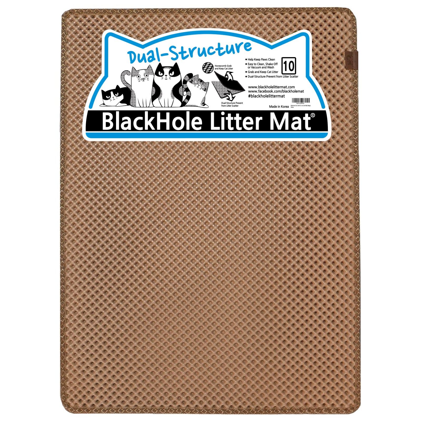 BlackHole Cat Litter Mat - Super Large (36" X 25") Double Structure Mat (Beige)