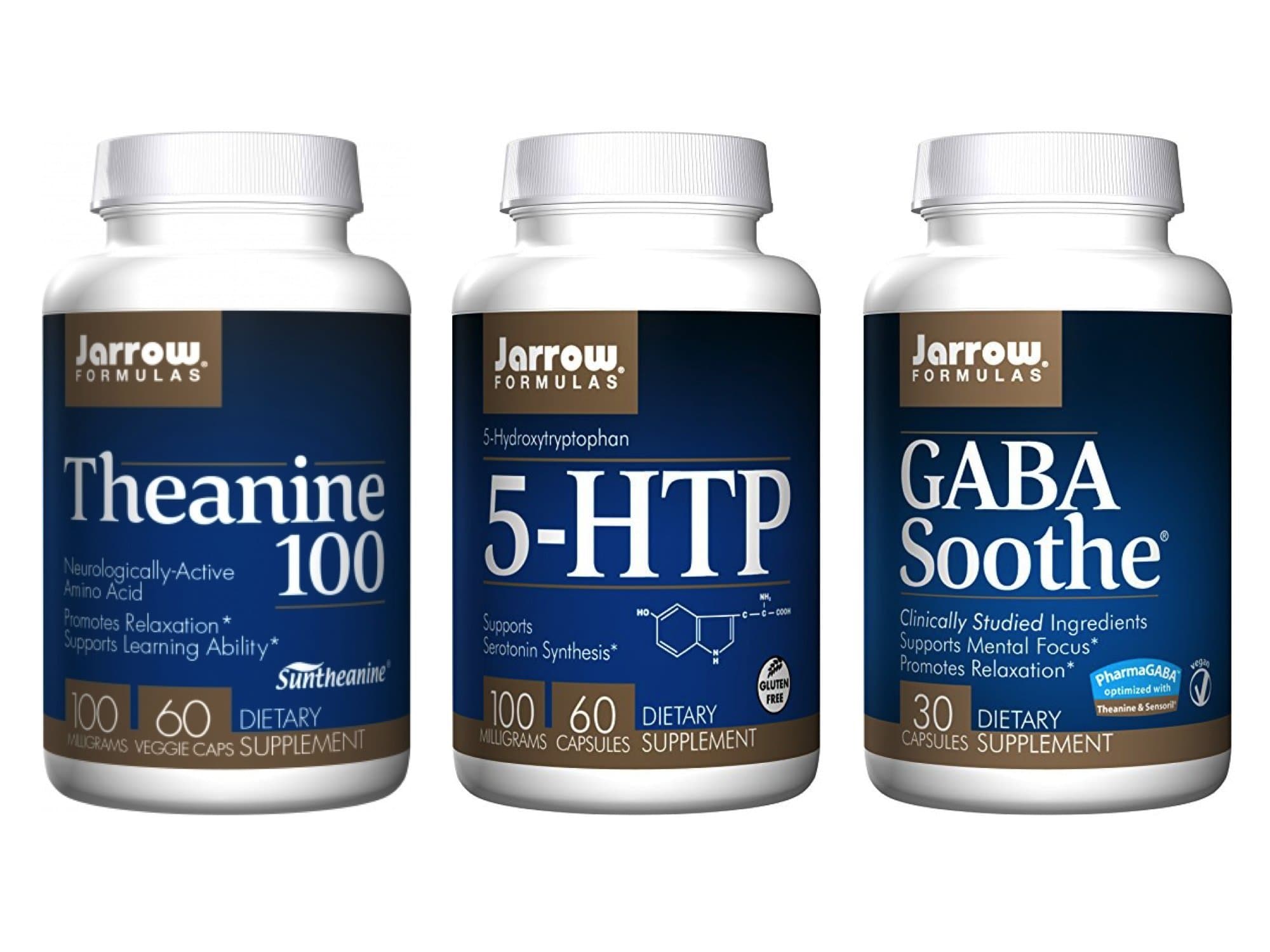 Jarrow Formulas Supplement Bundle (3 Items) – Theanine 100 + 5-HTP + GABA Soothe