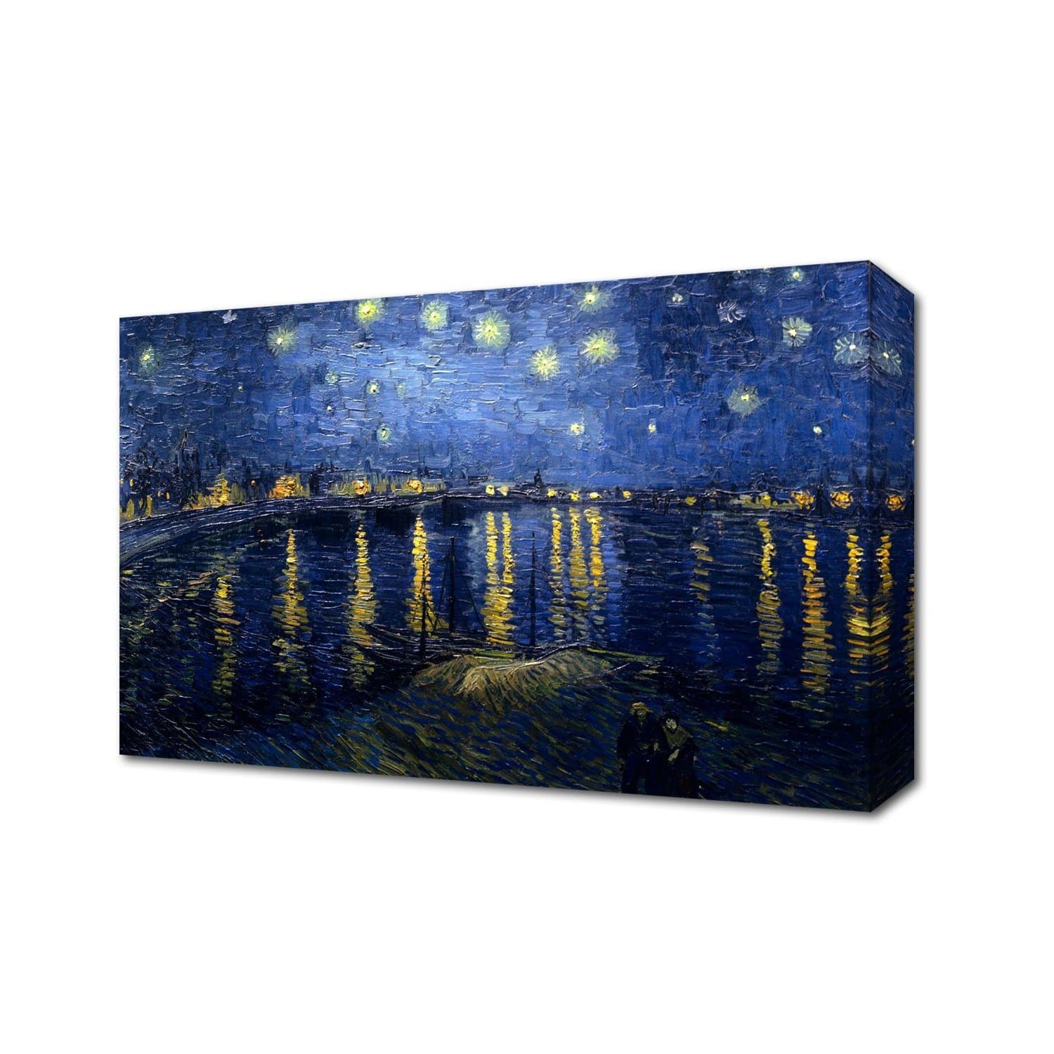 VAN GOGH STARRY NIGHT OVER THE RHONE - VINCENT VAN GOGH PAINTING CANVAS ART PRINT BOX CANVAS READY TO HANG 42 inch x 24 inch