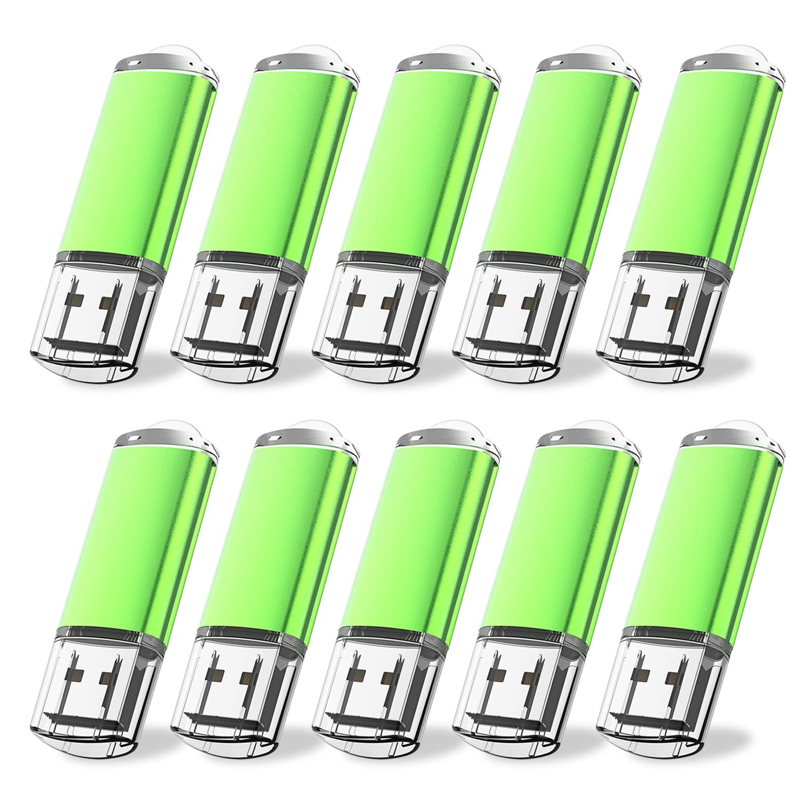 JUANWE 10 Pack 16GB USB Flash Drive USB 2.0 Thumb Drives Jump Drive Memory Stick Pen - Green