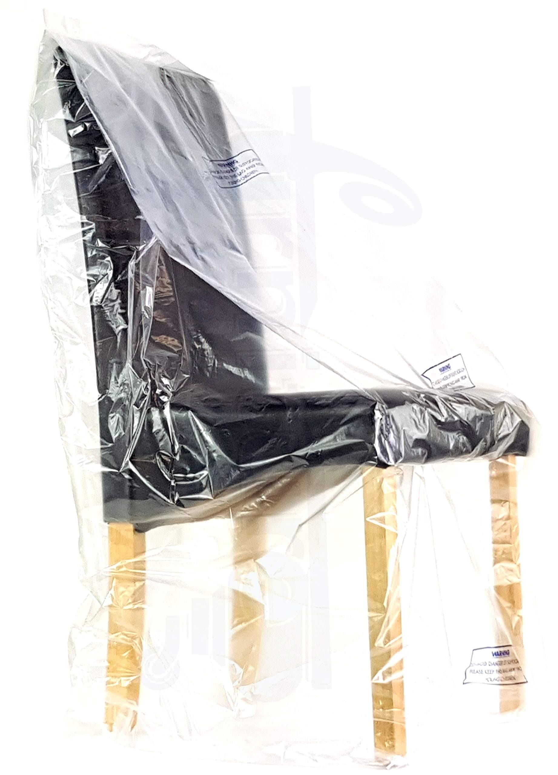 Large Strong Heavy Duty Plastic Polythene Dining Office Chair Footstool Storage Sofa Furniture Settee Dust Sheet Bag Cover Small to Large Moving Removal Multi Size Packs Available