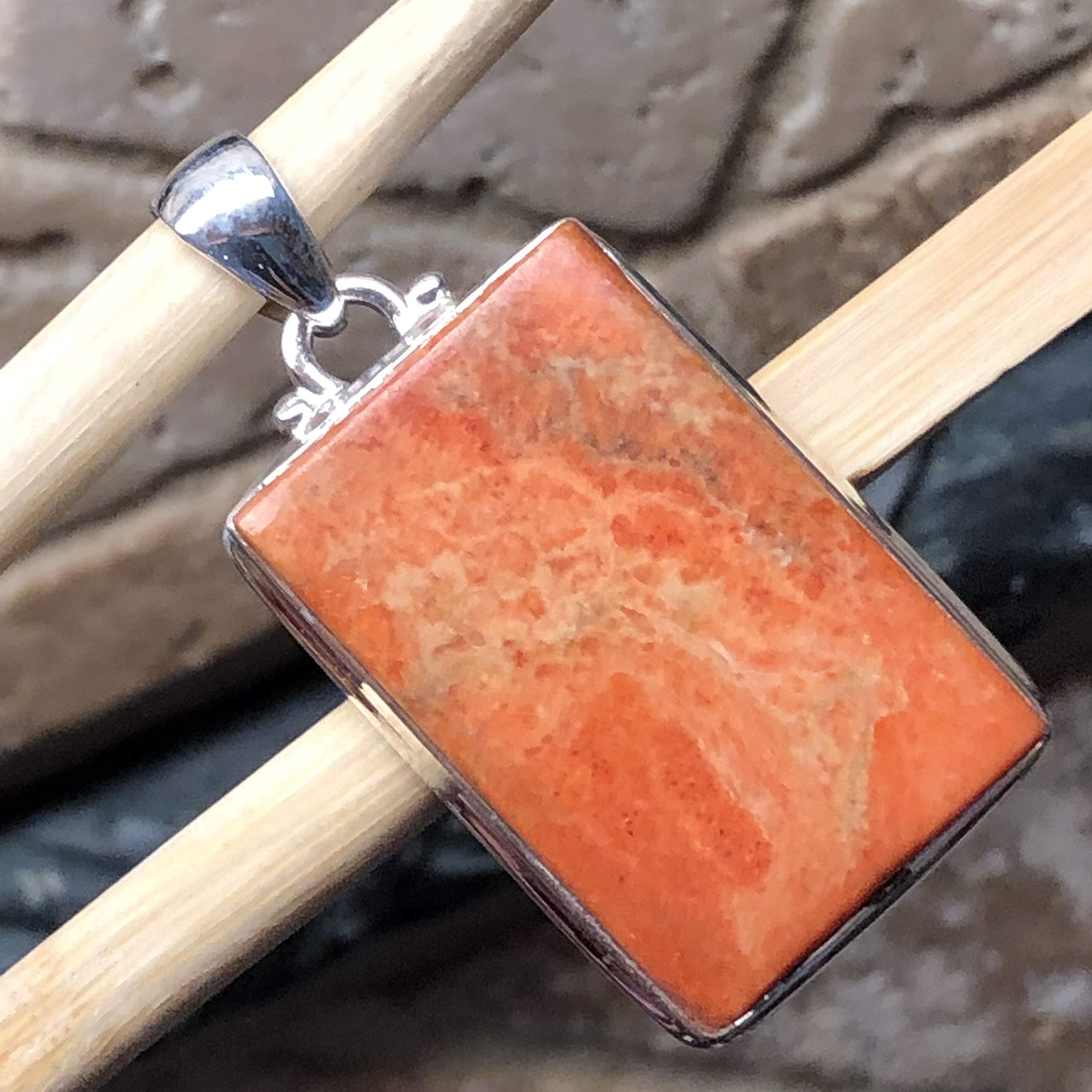 Natural Sponge Coral 925 Solid Sterling Silver Pendant 40mm