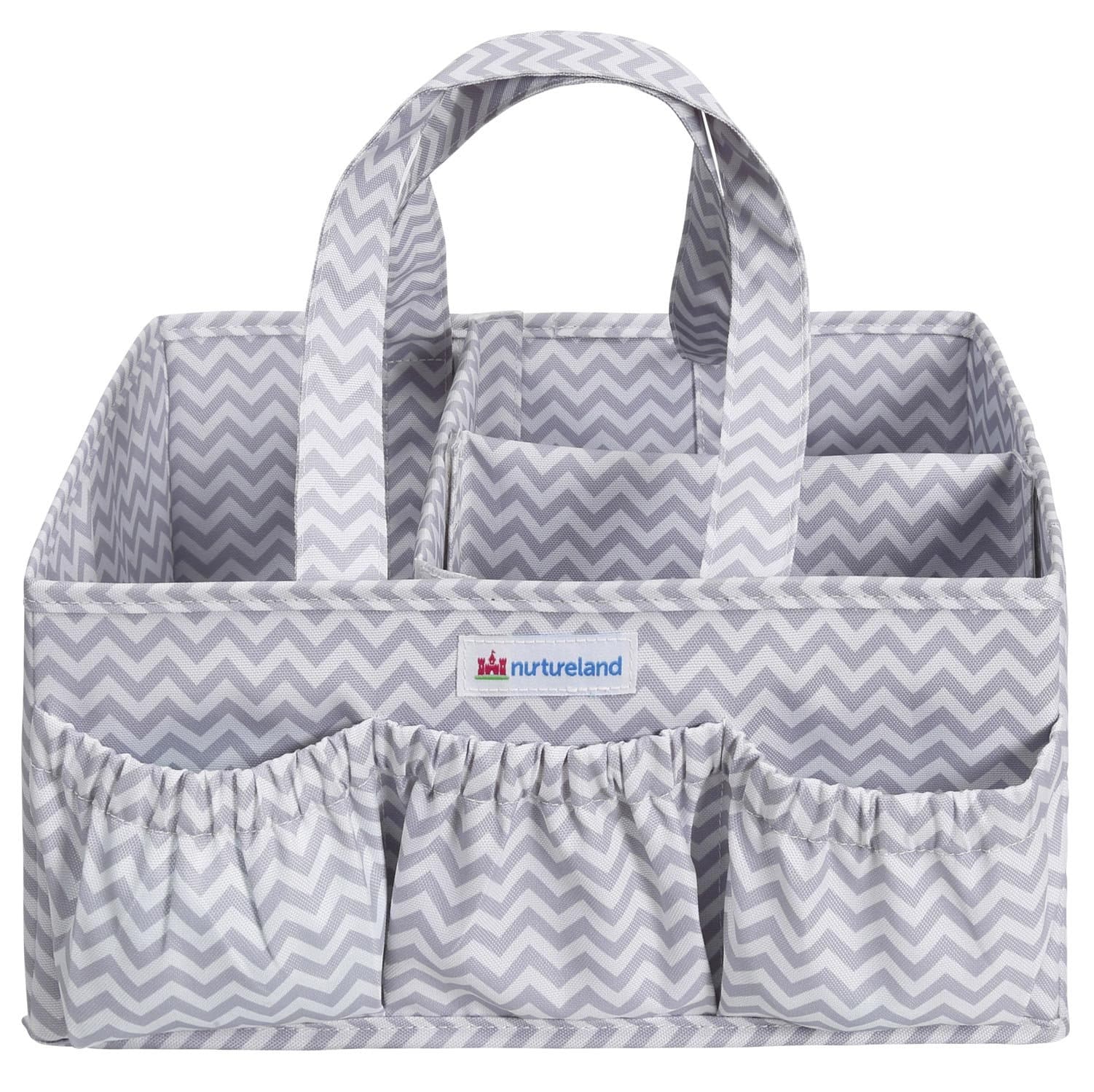 Nurtureland Diaper Caddy Storage Organizer with Baby Changing Mat - Light Portable Nursery Holder with Adjustable Basket Inserts