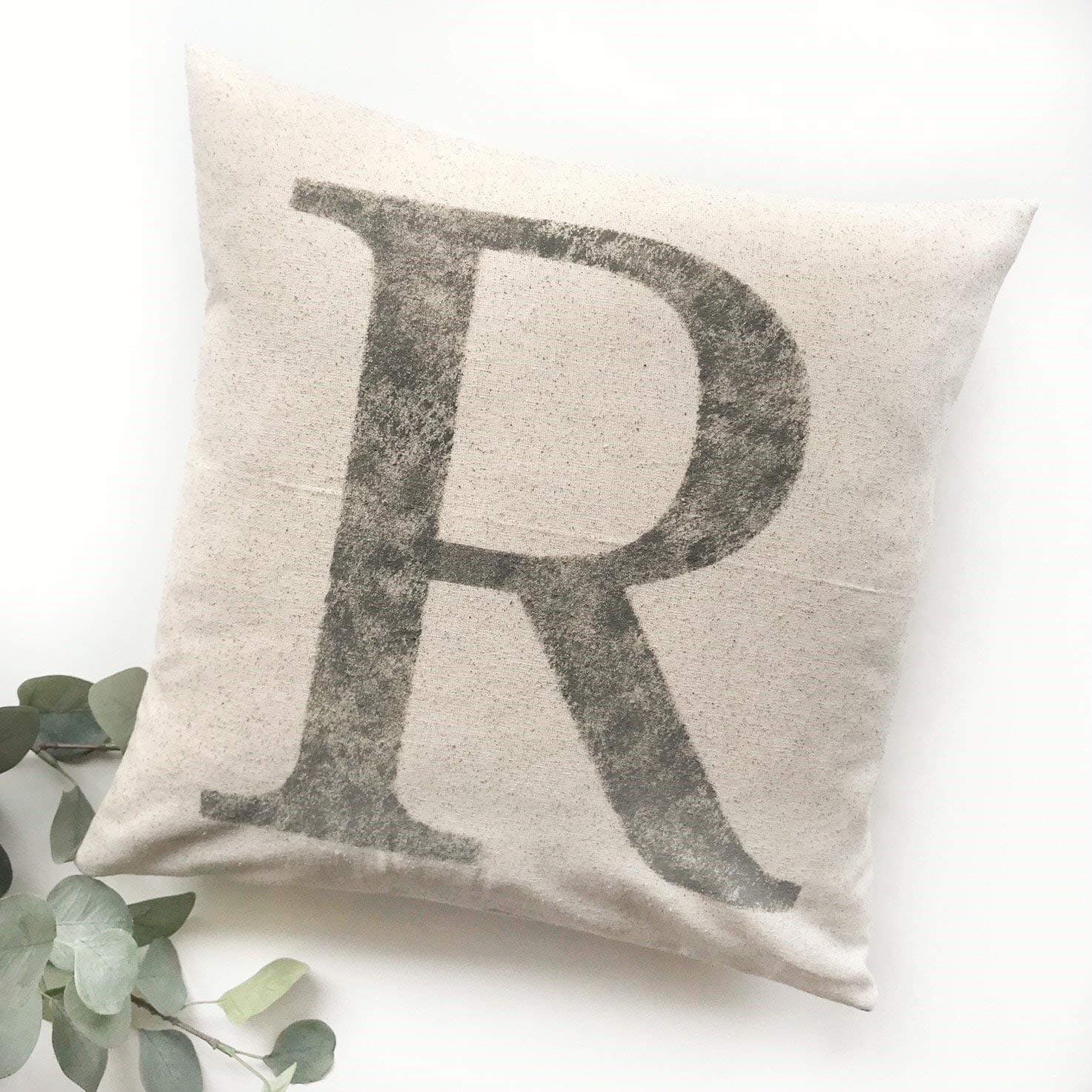 Initial Pillow Cover | Rustic Letter Pillow Cover | Farmhouse Pillow | Multiple Sizes Available | Custom Pillow Cover | Made To Order