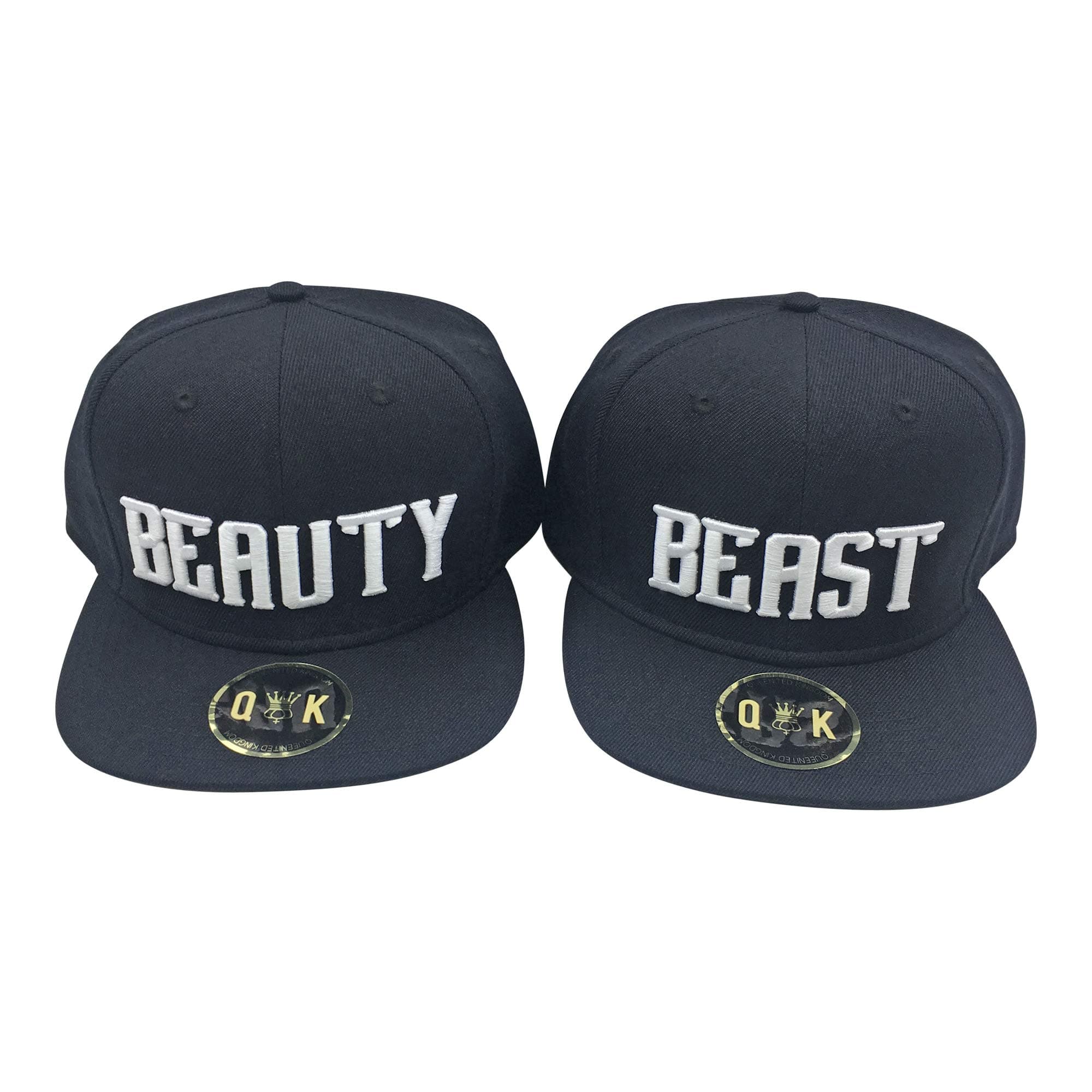 MATCHING SNAPBACKS/BASEBALL CAPS for COUPLES (BEAUTY & BEAST, Black/White)