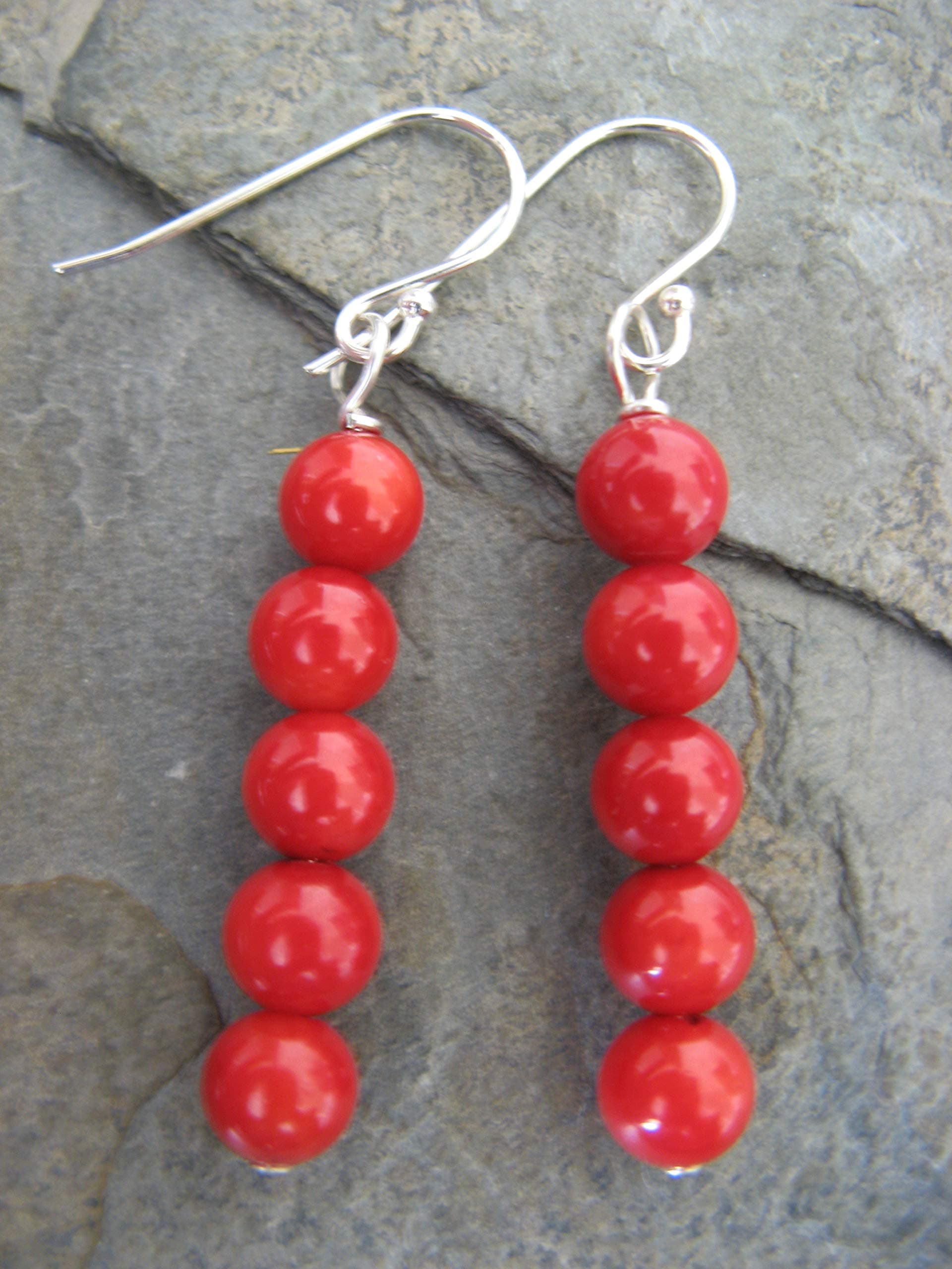 Red Sea Coral Sterling Silver Earrings