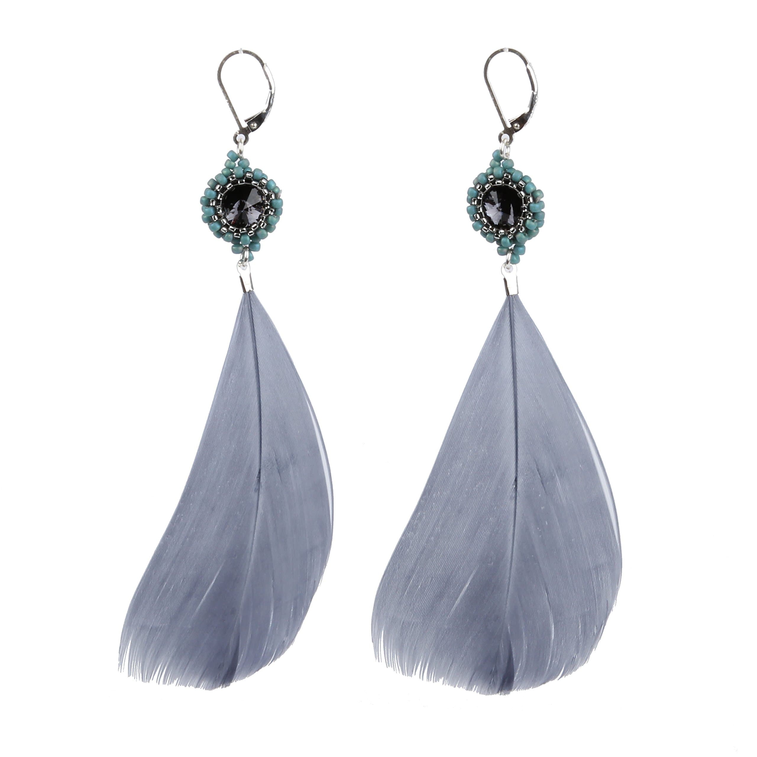 Beads Direct Turquoise and Grey Feather Bezel Earring Kit, 23 x 15.5 x 2.5 cm