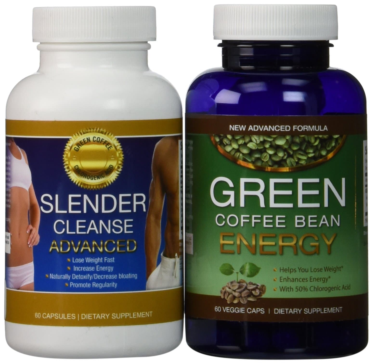 Green Coffee Bean Energy AND Slender Cleanse Advanced-2 Advanced Formula's Working Together to Help You Lose Weight AND Gain Energy! All Natural Green Coffee Bean Extract is “Jitter-Free” With The TV Doctor's Required 50% Chlorogenic Acids Perfectly Matched to a Controllable Colon Cleanse for MAXIMUM RESULTS to Help You Lose Weight Fast! - 2 BEST SELLING PRODUCTS FOR THE PRICE OF 1! (Bundle)