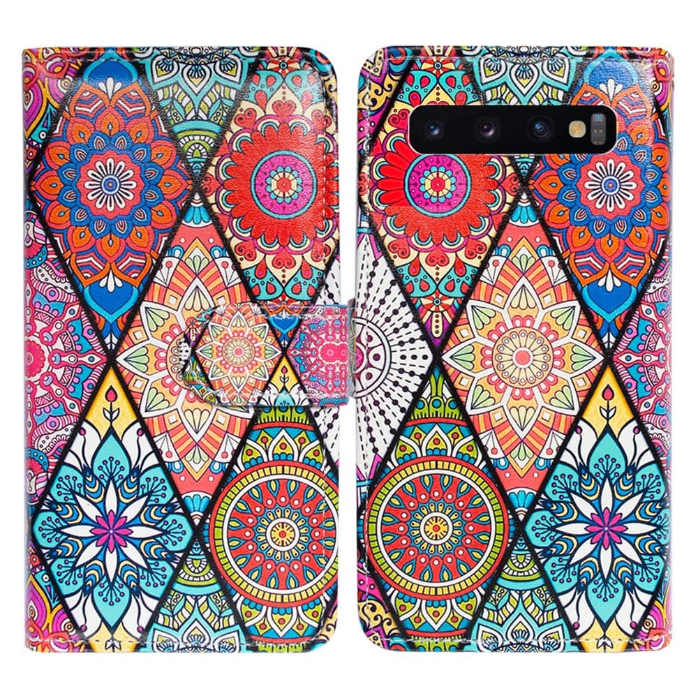 Bcov Galaxy S10 Plus Case, Mandala Floral Style Leather Flip Wallet Case Cover with Card Slot Holder Kickstand for Samsung Galaxy S10 Plus/S10+