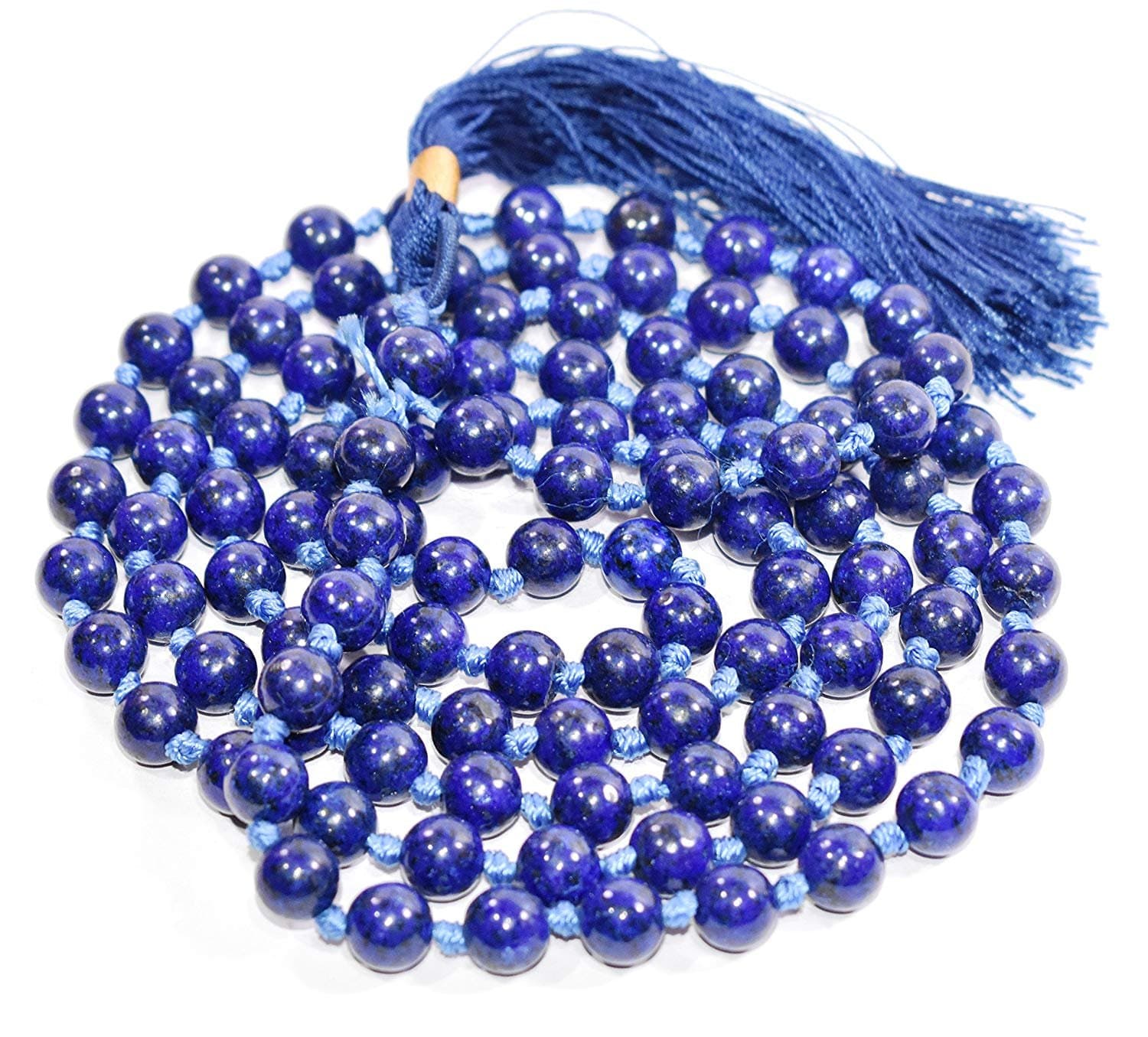 Readymart Lapis Lazuli Natural Mala 108 Beads 7.5MM Chakra Balancing Reiki Healing Aura Cleansing Crystal