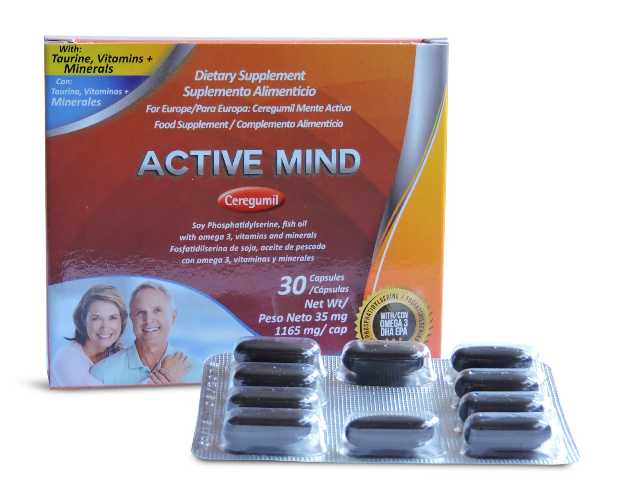 Ceregumil Active Mind Natural Brain Booster Supplements Phosphatidylserine w/EPA DHA Omega 3 Fish Oil Healthy Brain & Cognitive System Support Think Focus & Concentration- 1 Soft Gel Daily