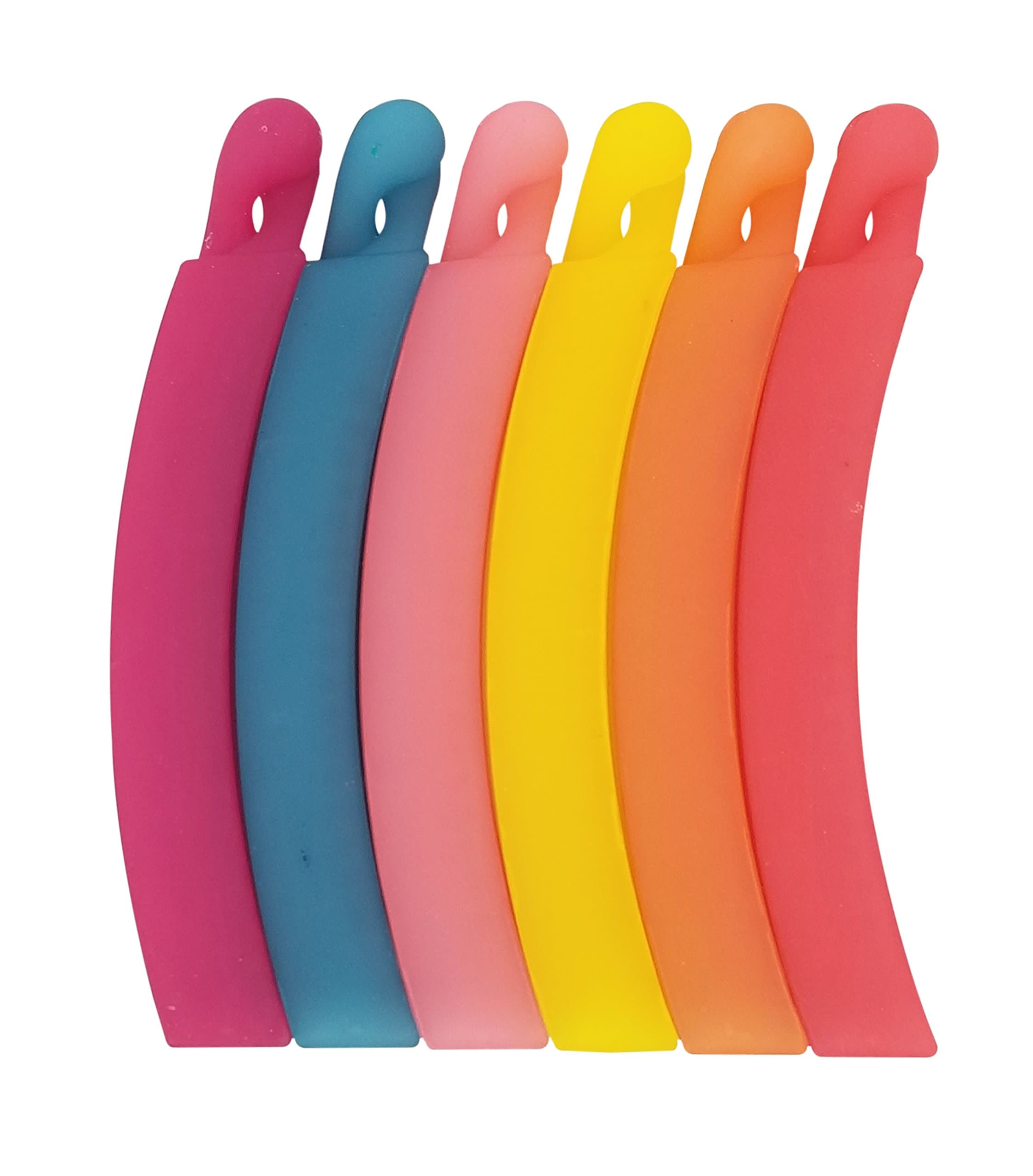 EVOGIRL Curved Shaped Matte Rainbow Colors Plastic Banana Clips (Medium Size) - Pack of 6