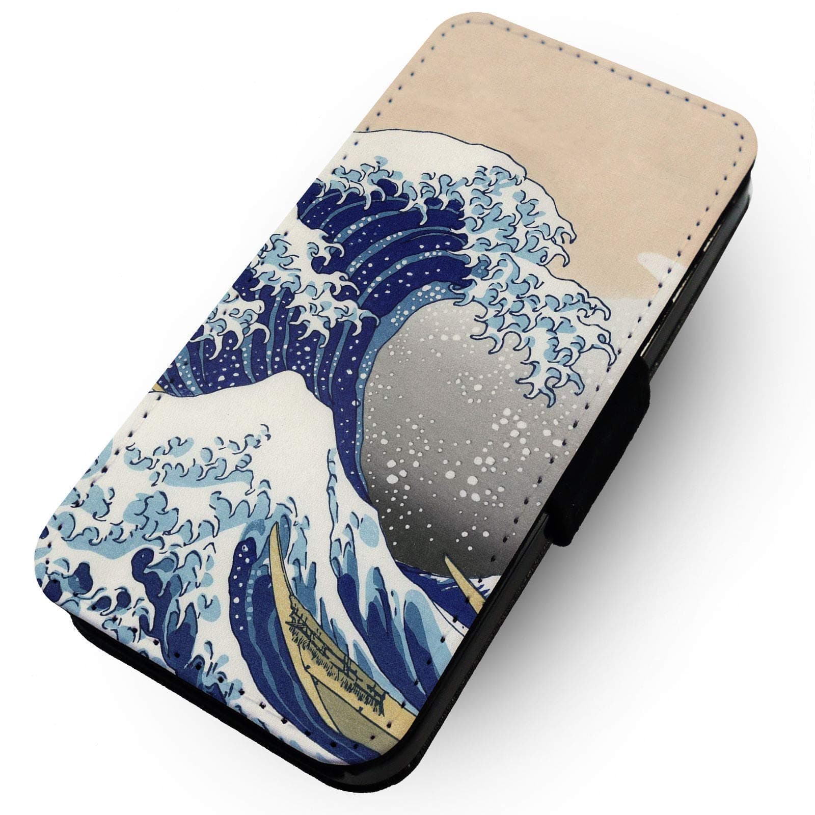 Toasted Merch Samsung S9 + Plus The Great Wave - Portrait Printed Art Faux Leather Flip Phone Case Cover