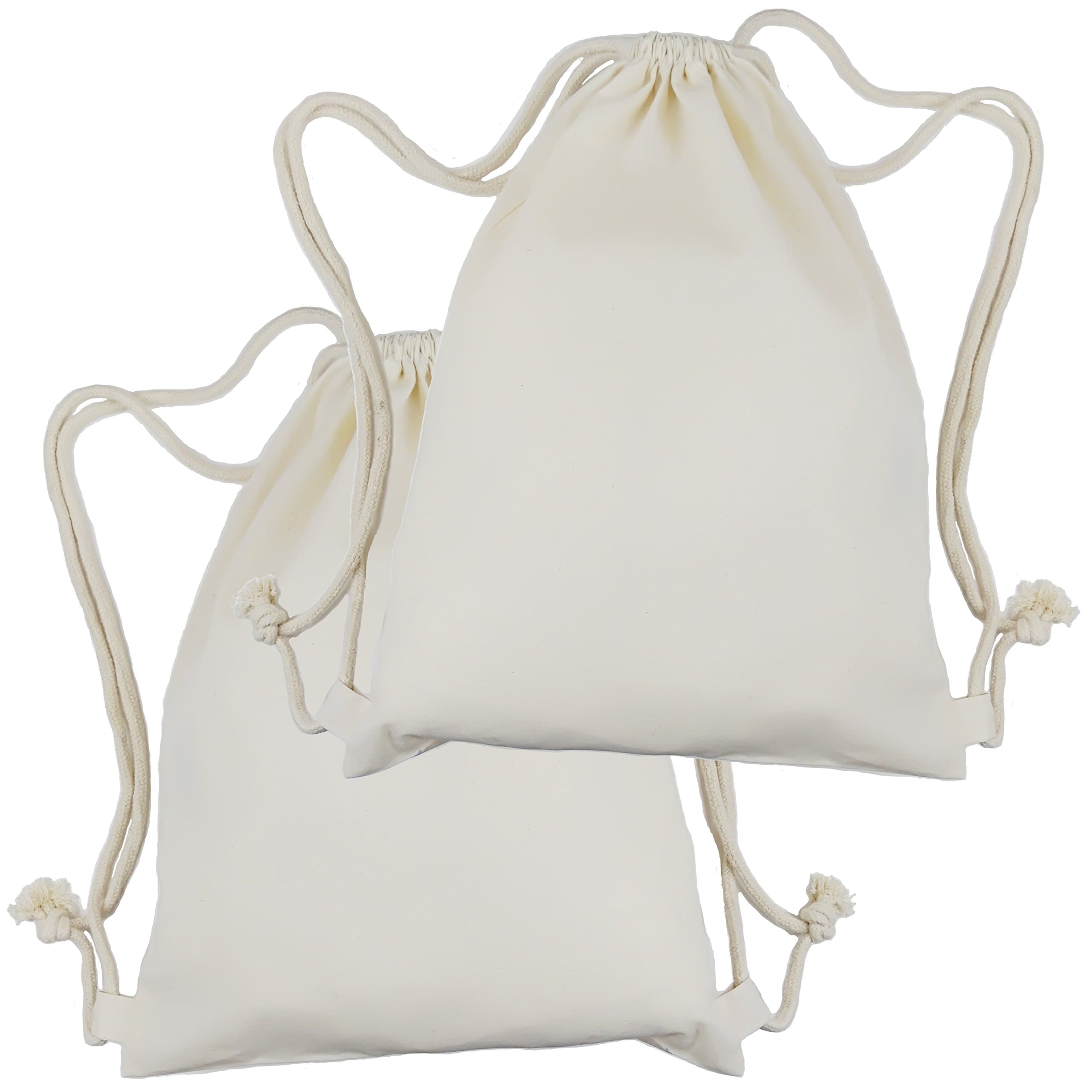 DIY - Drawstring Cotton Backpack Bag - Set Of 2 - Best For Coloring and Embroidering