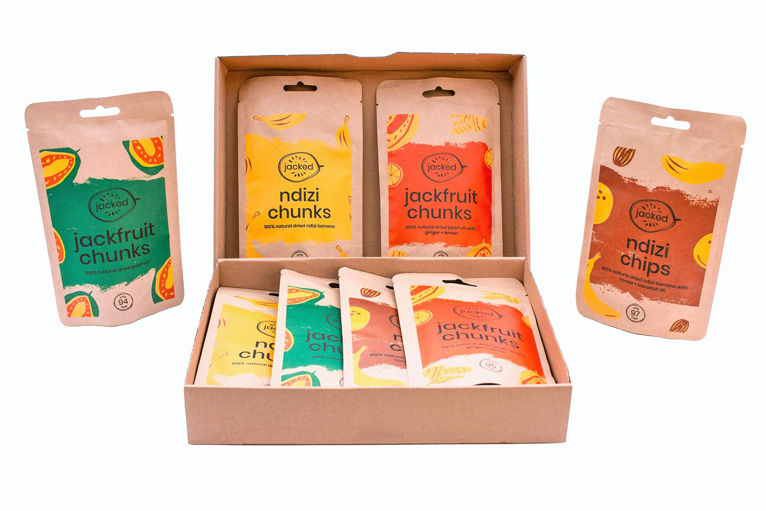 Dried Fruit Selection Box by Jacked (Mixed) - Jackfruit & Banana - Healthy Vegan Snack - 100% Natural - Perfect Gift