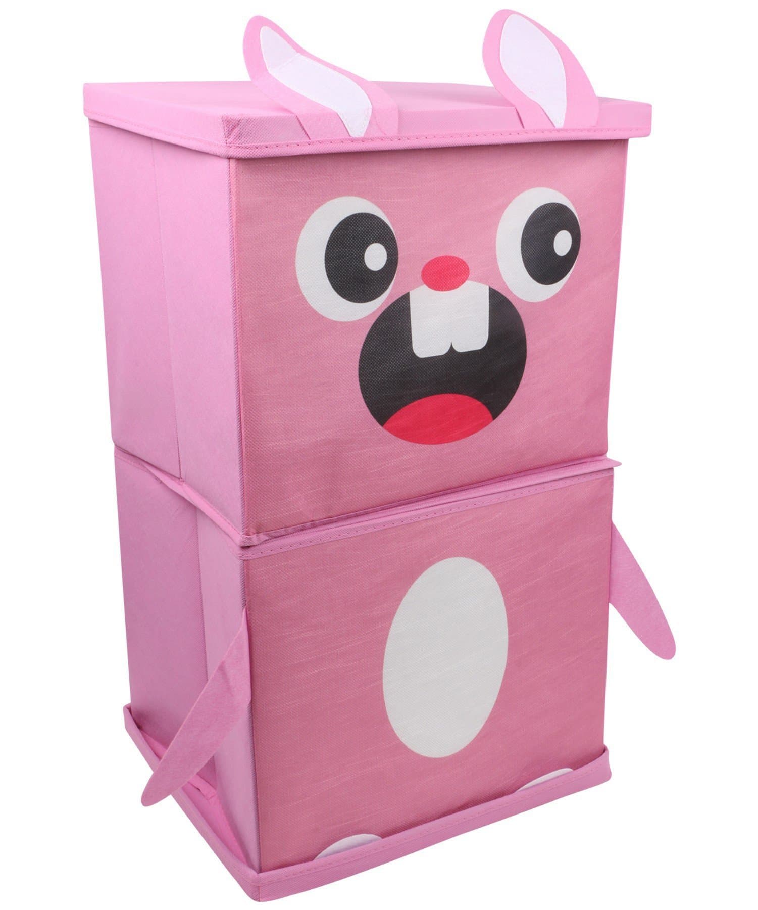 Miamour Rabbit Fabric Storage Organizer, 2 Tier, Pink