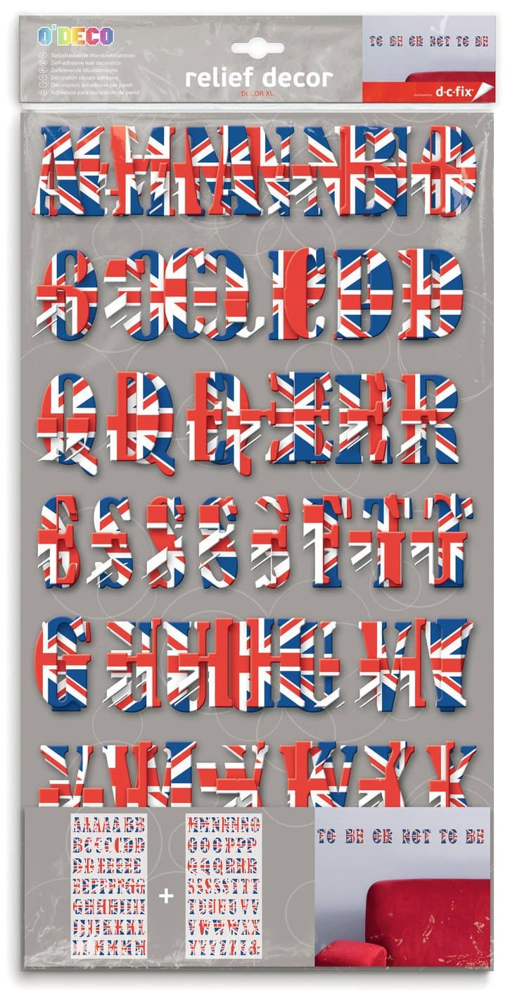 Self Adhesive Decorative 3D A-Z Alphabet Letter Wall Stickers - Union Jack Decal