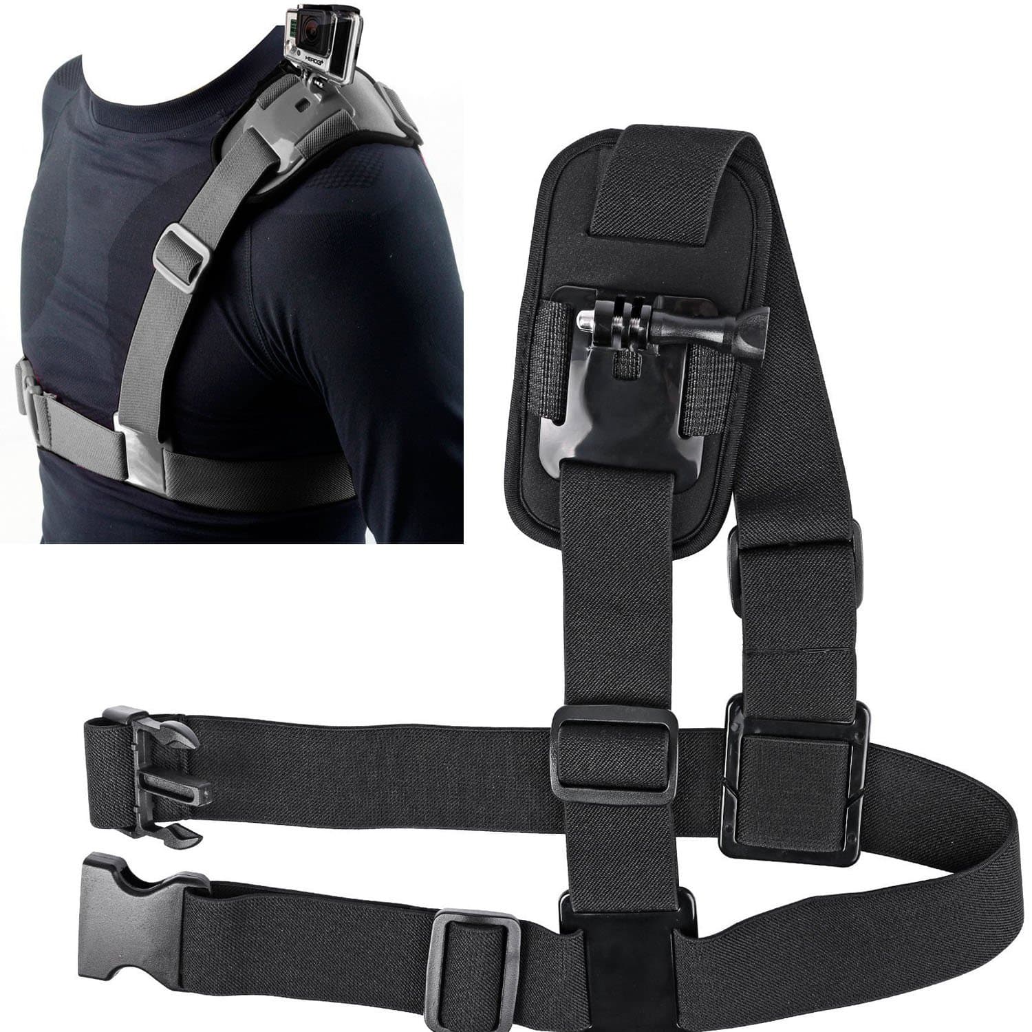 SUNMENCO Adjustable Single Shoulder Chest Mount Harness Chesty Strap for Gopro AKASO/Apeman/Pictek/DBPOWER/WIMIUS/Lightdow/Cymas Action Camera Accessories