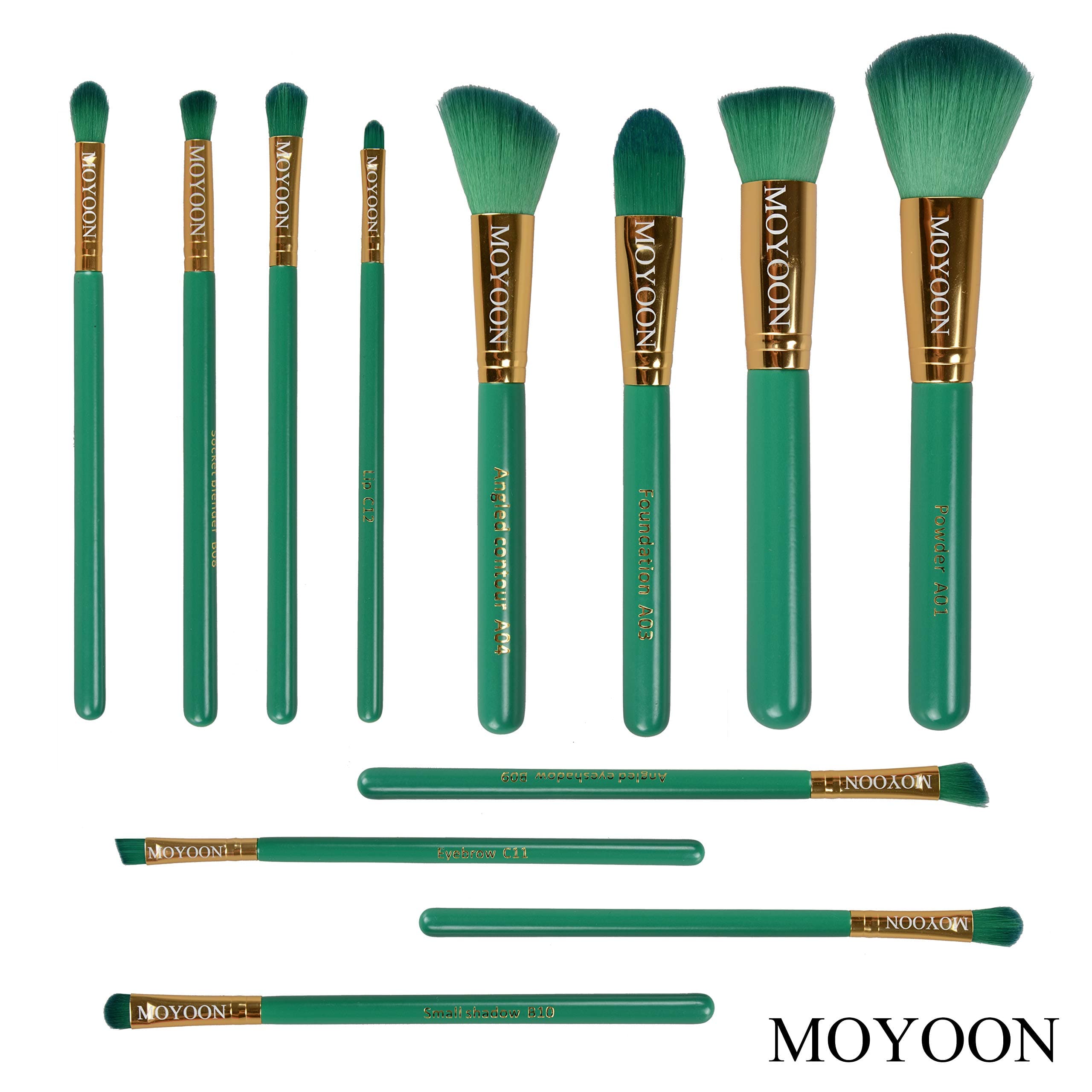 Professional Makeup Brushes 12 Pc Makeup Brush Set, MOYOON Premium Synthetic Kabuki Makeup Brushes Foundation Blending Blush Concealer Eye Shadows Face Liquid Powder Cream Cosmetics Brushes Kit