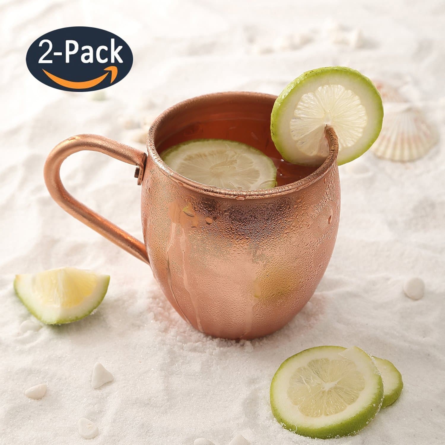 Magisor Moscow Mule Copper Mugs 100% Handcraft Pure Solid Copper Mug with Brass Handle 18.5 oz 2 Set