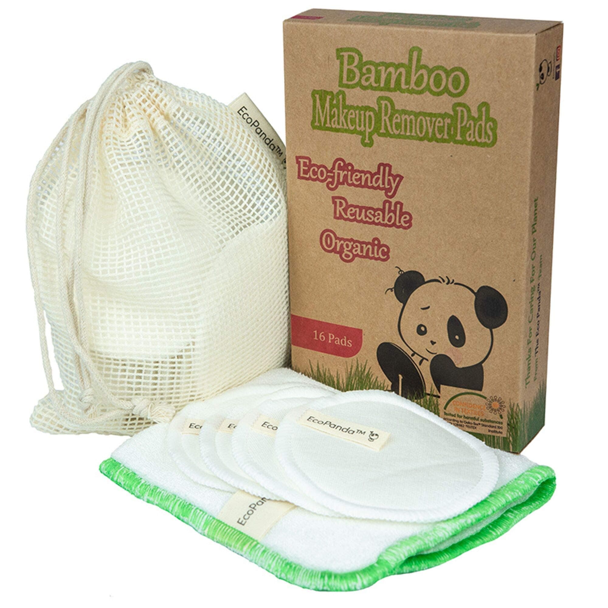 Reusable Make Up Remover Pads | 16 Bamboo Removal Pads with Laundry Bag and Face Cloth | Washable and Eco Friendly | Face Cleaner Eye Make Up Remover Pads | Zero Waste Organic Cotton Pads