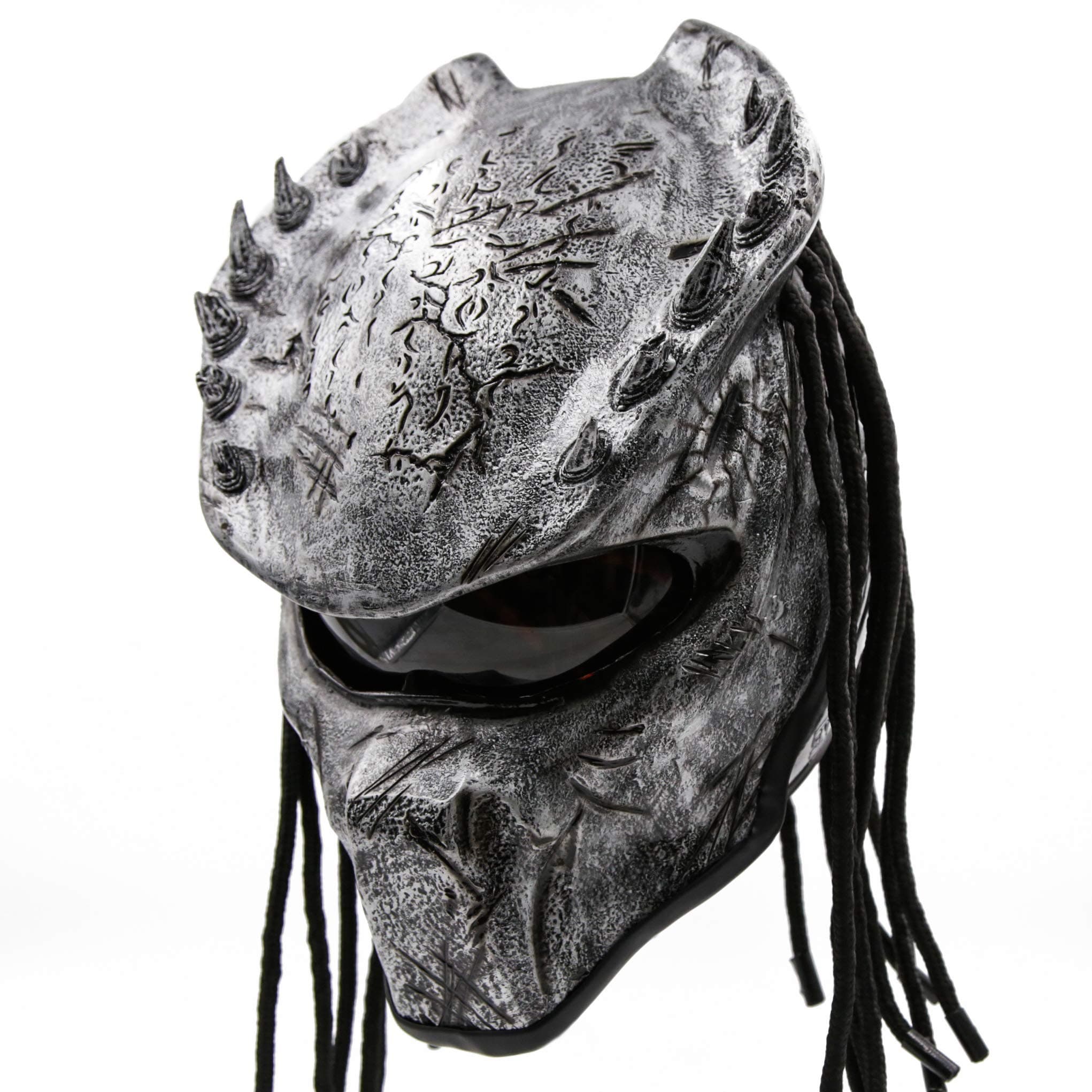 Predator Motorcycle Helmet - SNI Approved - Unisex - Silver Spiked