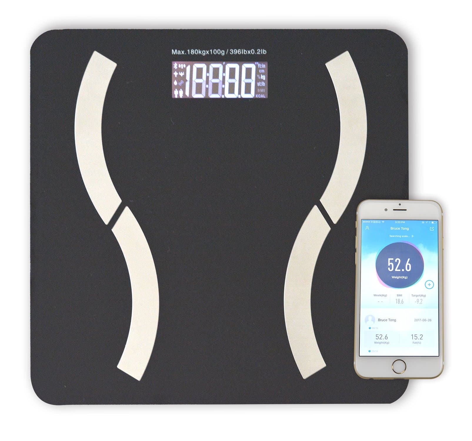 HoooWooo Bluetooth Body Fat Bathroom Scale with Tempered Glass Platform, 9 Body Measurement, Step on it, it Will Turn on