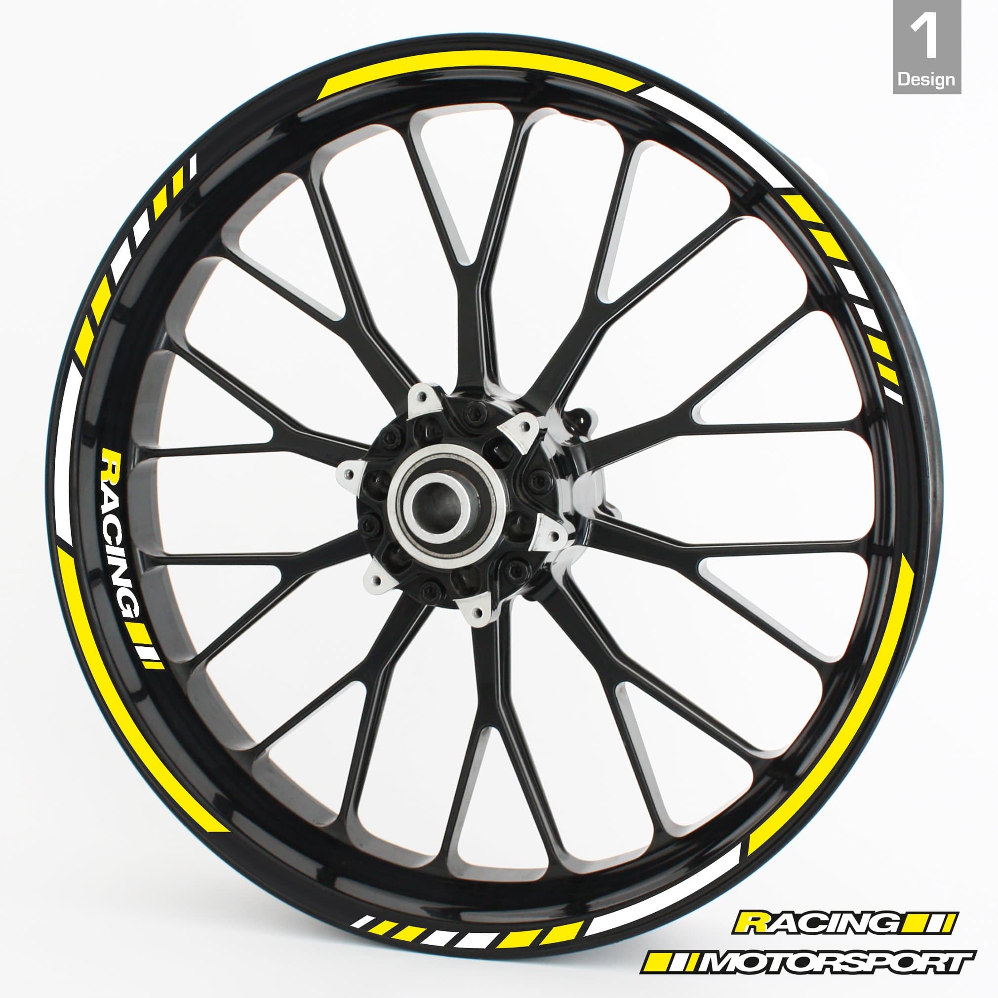 RS Tyre Rim Decals for 15", 16", 17", 18" and 19" Wheels – Complete Set, Choose Your Colour & Style - YELLOW, DESIGN 1