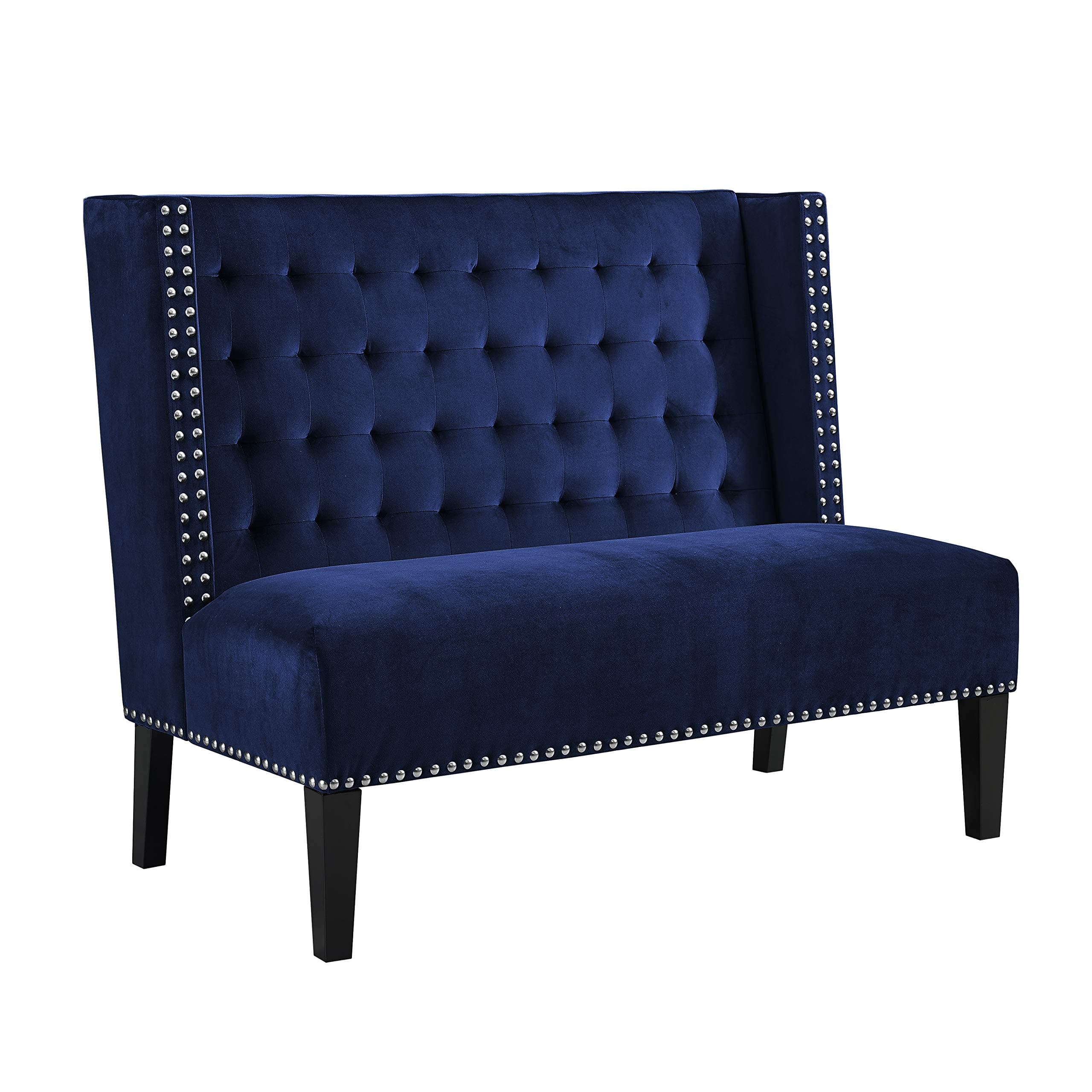 Pulaski Double Nail Head Settee Loveseat Bench, 52.25" L x 32.5" W x 42.0" H, Blue