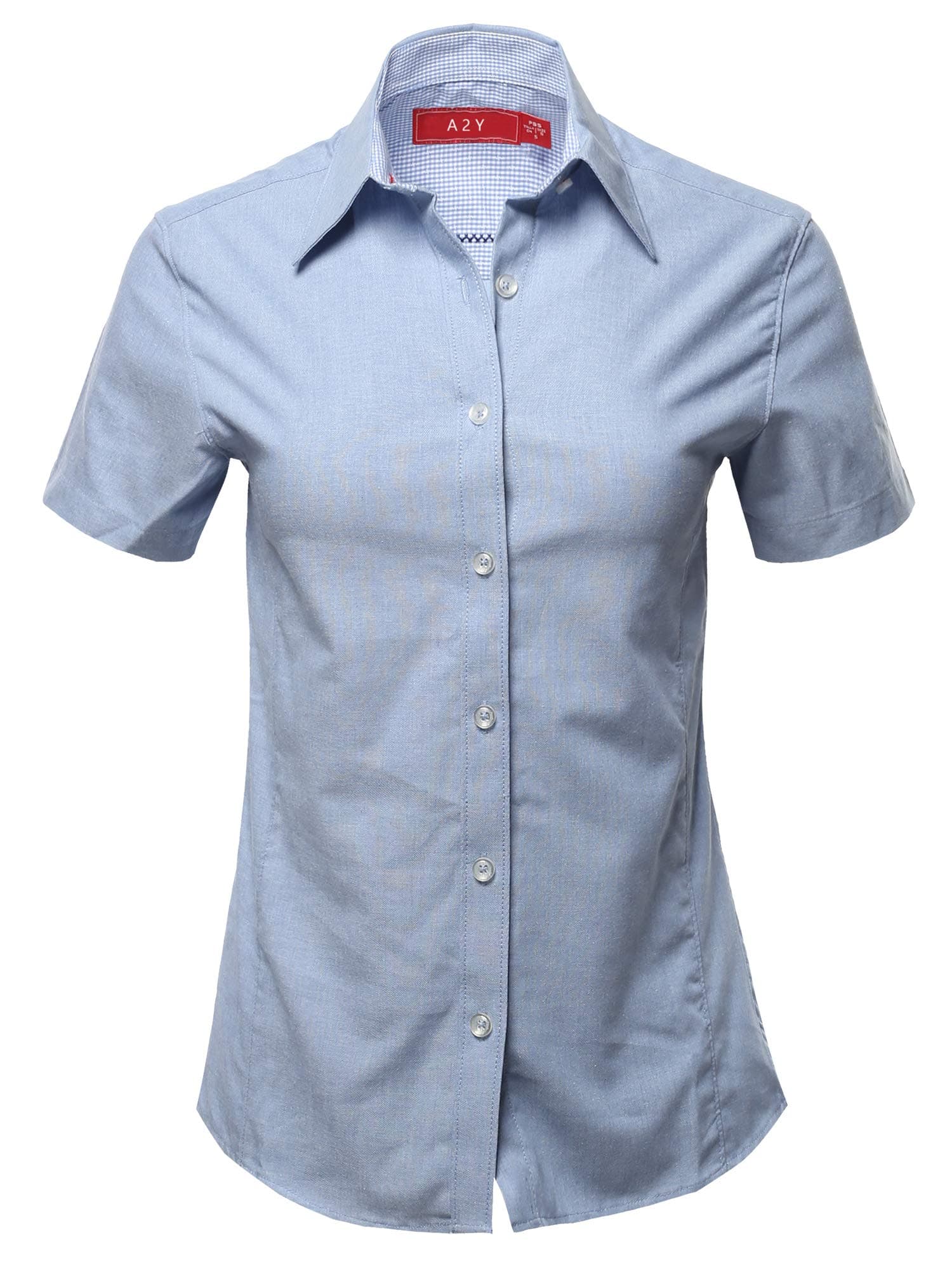 A2Y Women's Durable Short Sleeve Button Down Business Office Formal Ladies Shirt