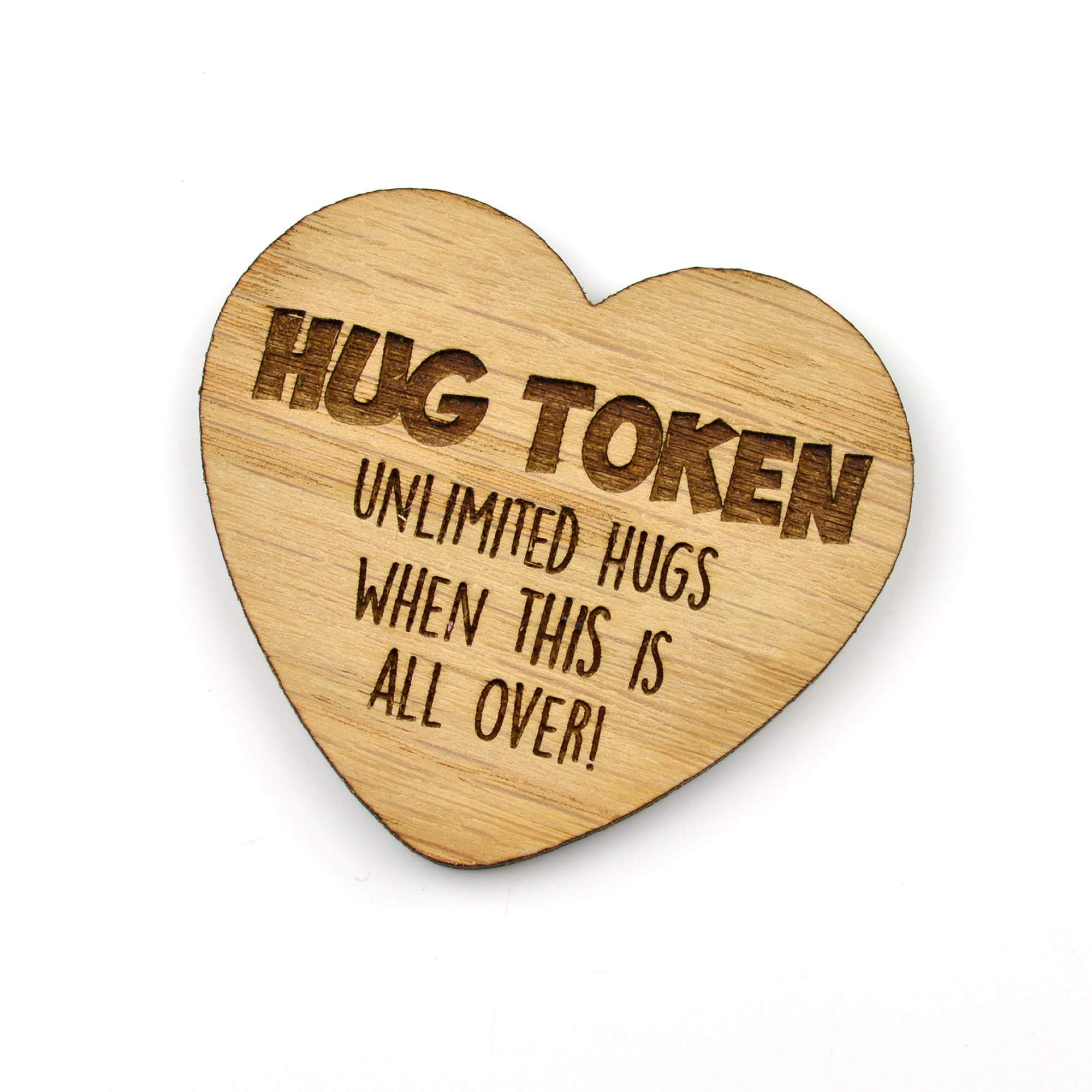 Hug Token Personalised Wooden Fridge Magnet Gift Self Isolation Lockdown Present